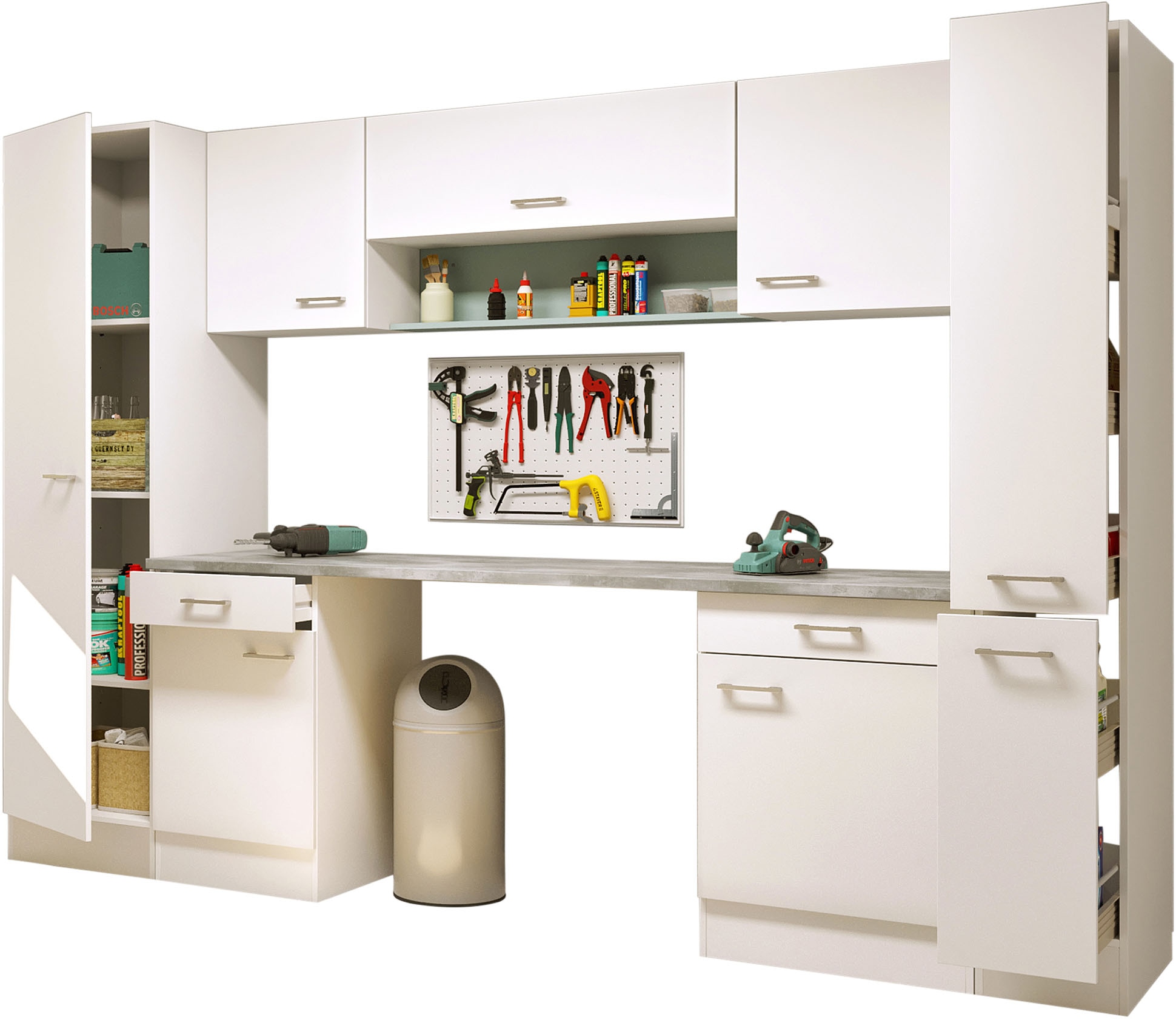Flex-Well Mehrzweckschrank-Set "LUCCA, 9-teilig, Hauswirtschaft-, Hobby/Werkraum, Küche, Breite 290 cm" Komplett-Set, bestehend aus: 2x Unter-, 3x