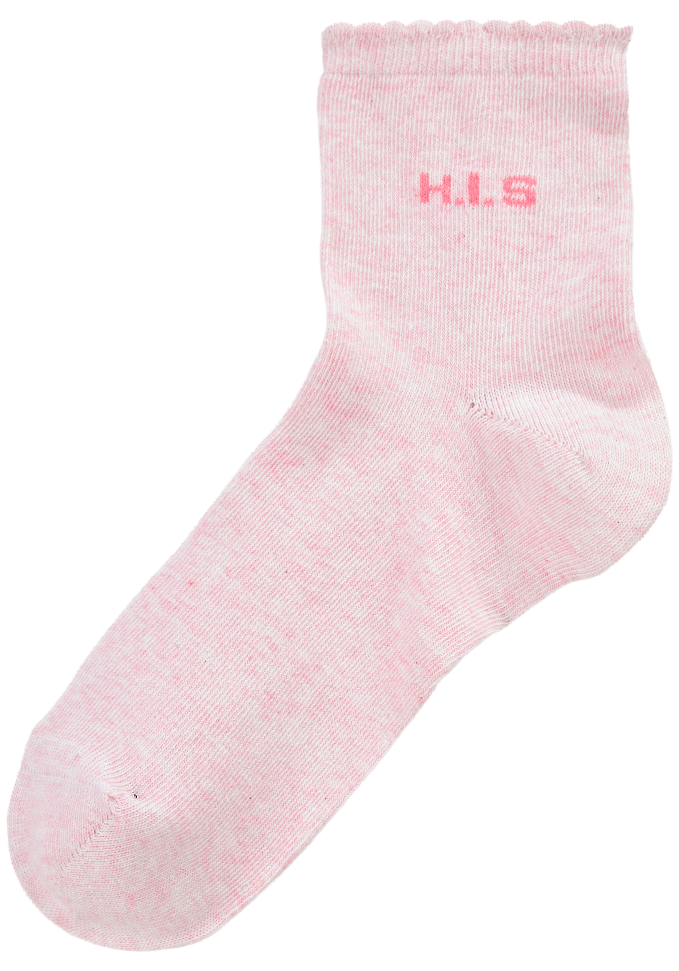 H.I.S Kurzsocken »Damen uni und meliert für die ganze Woche« Packung, 7 Paar tlg. mit gewelltem Bündchen