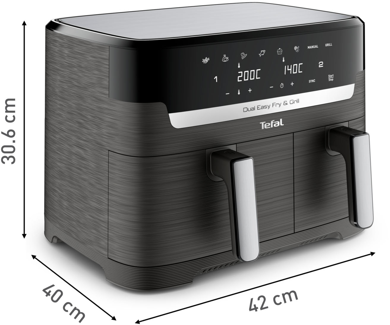 Tefal Heißluftfritteuse »EY905B Dual Easy Fry & Grill«, 2700 W, Doppelkammer Heissluftfritteuse, inkl. Hamburger Presse, EY905B