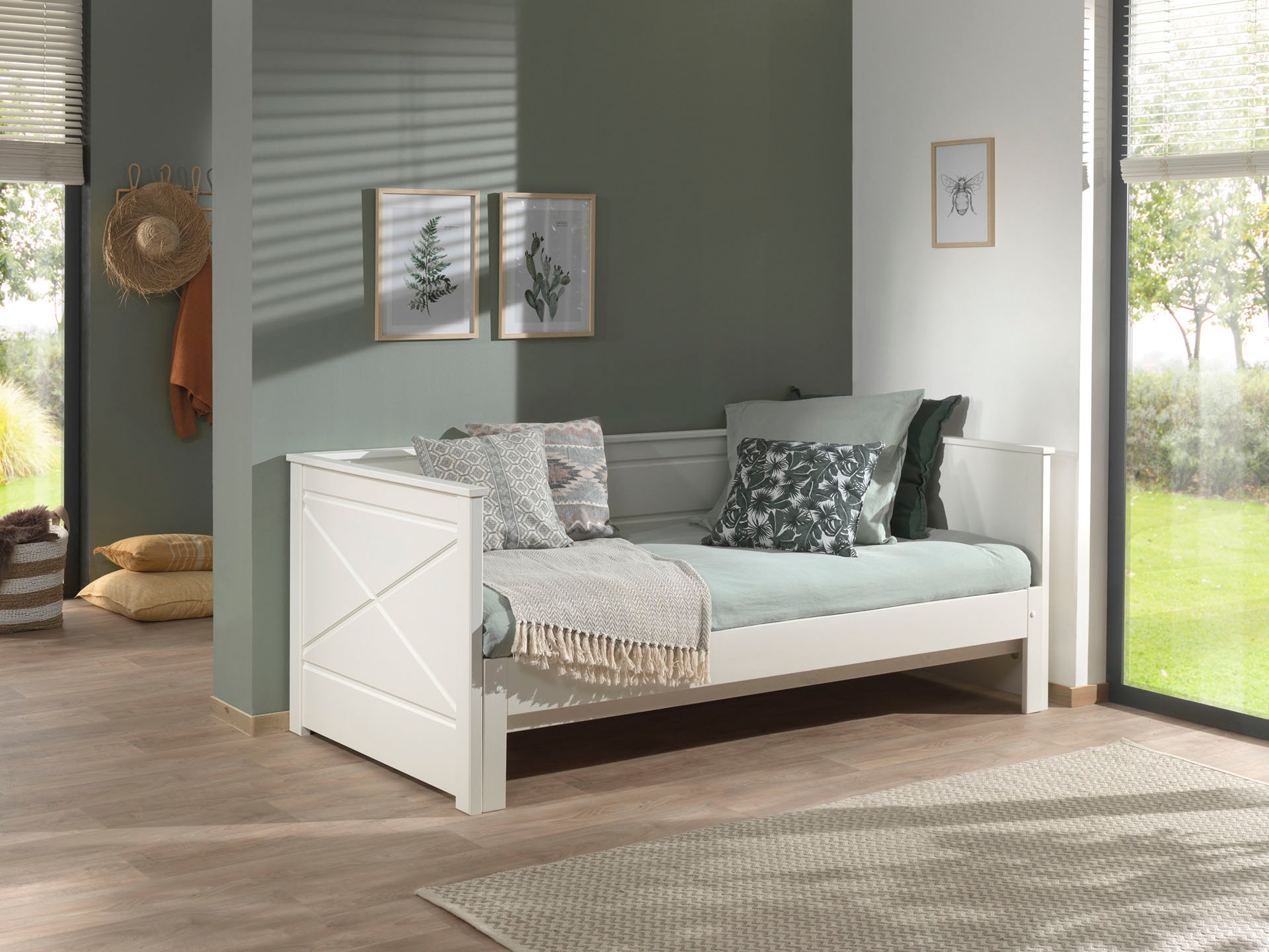 Vipack Bett »Vipack Pino«, (Made in Europe), Kojenbett LF 90x200 cm, ausziehen auf 180x200 cm, Ausf. Weiß lackiert