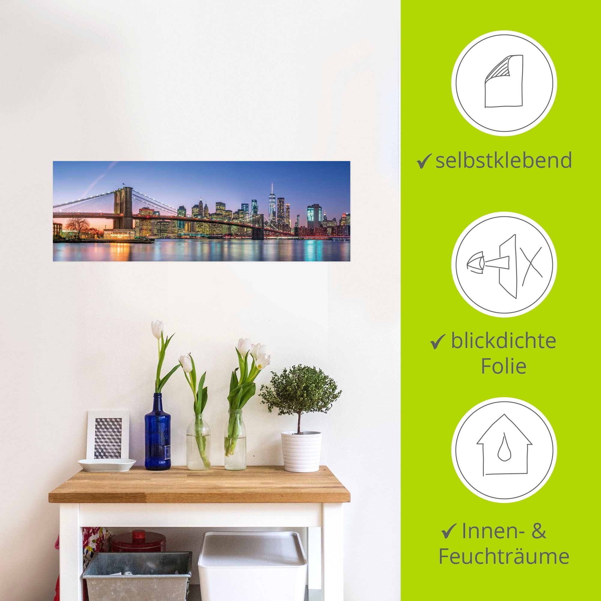 Artland Wandbild »Skyline New York City«, New York, (1 St.), als Alubild, Outdoorbild, Leinwandbild, Poster, Wandaufkleber