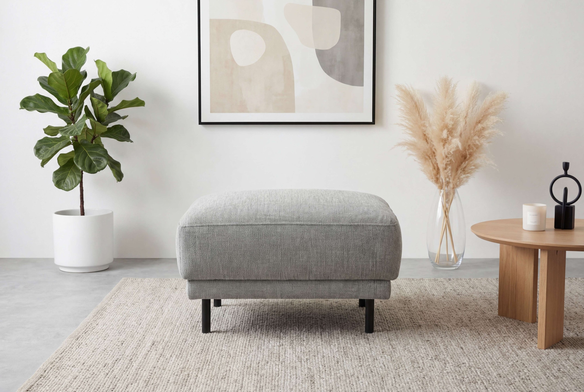 Home affaire Polsterhocker »Sveeva, 73x57 cm, schwarze Metallfüße« langlebiger Webstoff, viele Farben zur Auswahl