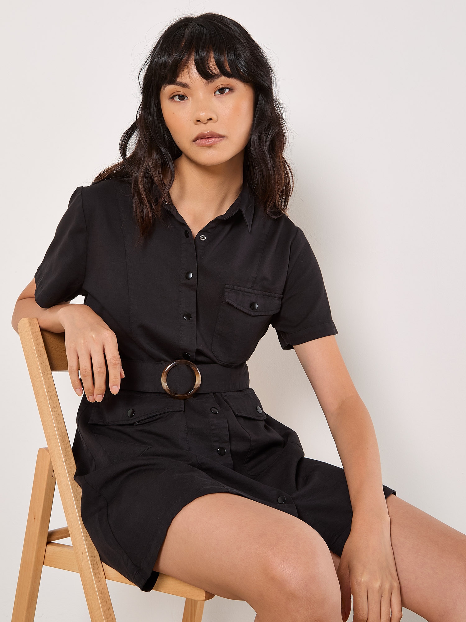 Apricot Shirtkleid »Minikleid« 2 tlg. mit Schnalle