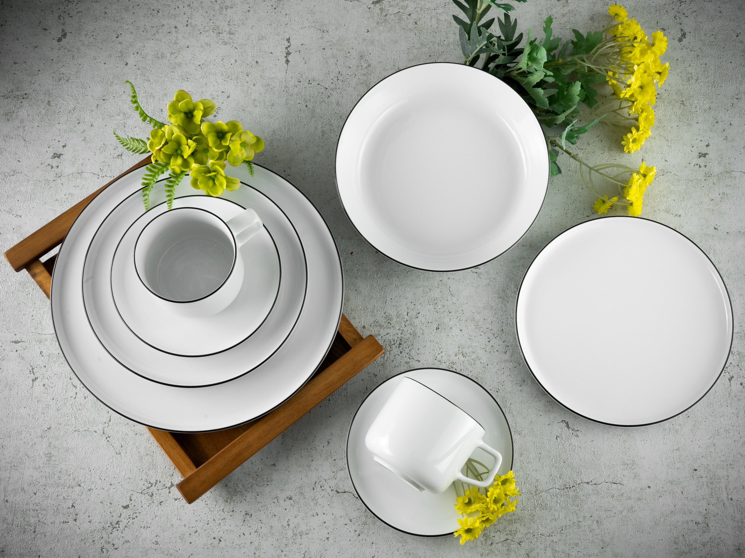 CreaTable Kombiservice »Chef Collection Black Line, Kombi-Service 30-tlg« Daily Use, Zeitlos