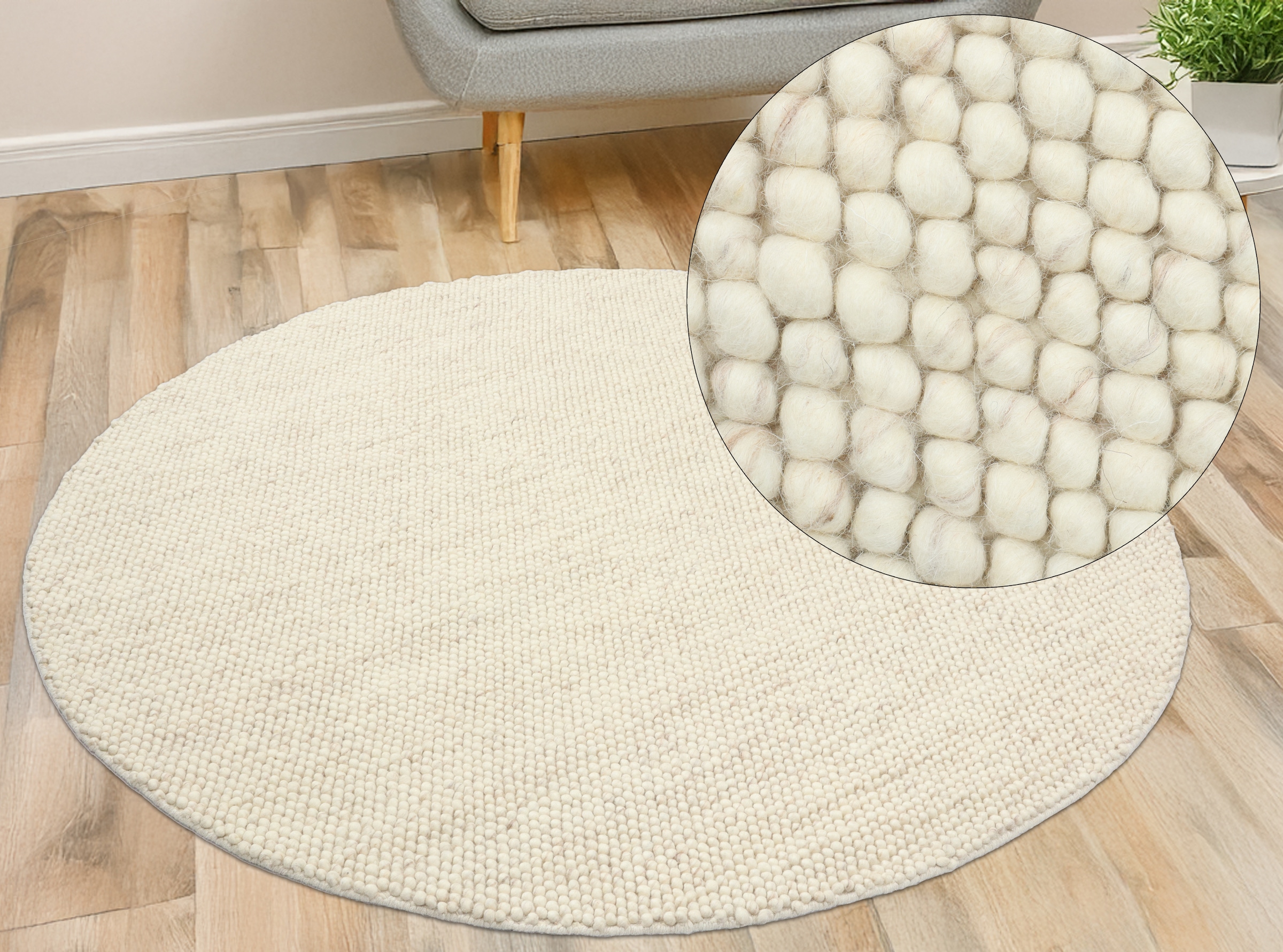 LeGer Home by Lena Gercke Teppich »Ainhoa, handgewebt, Wolle« rund 12 mm Höhe Teppich, Wohnzimmer, Schlafzimmer, Esszimmer