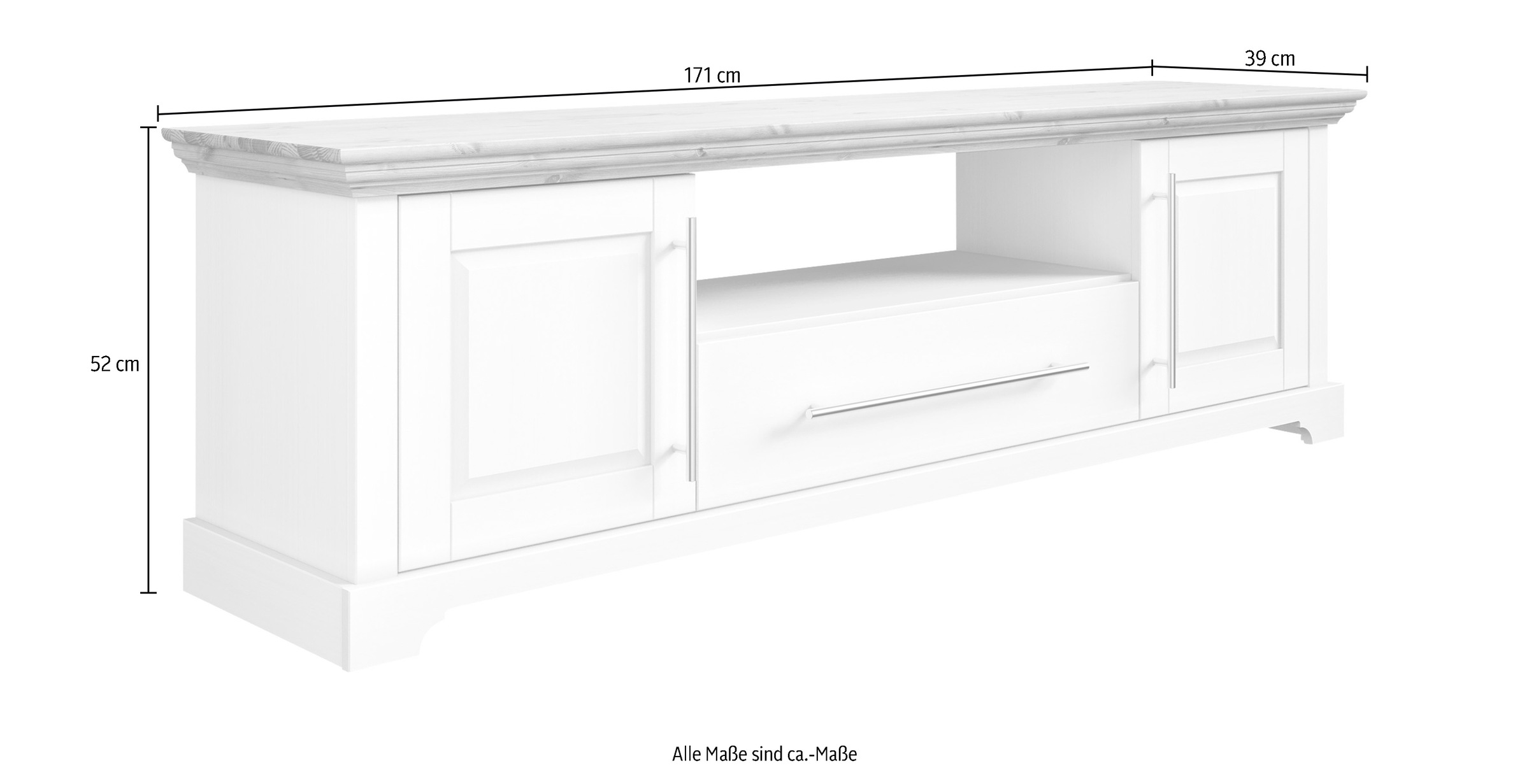 Home affaire TV-Board »Meliss«, Lowboard, 2-türig, Breite 171 cm, Kiefer massiv, FSC®