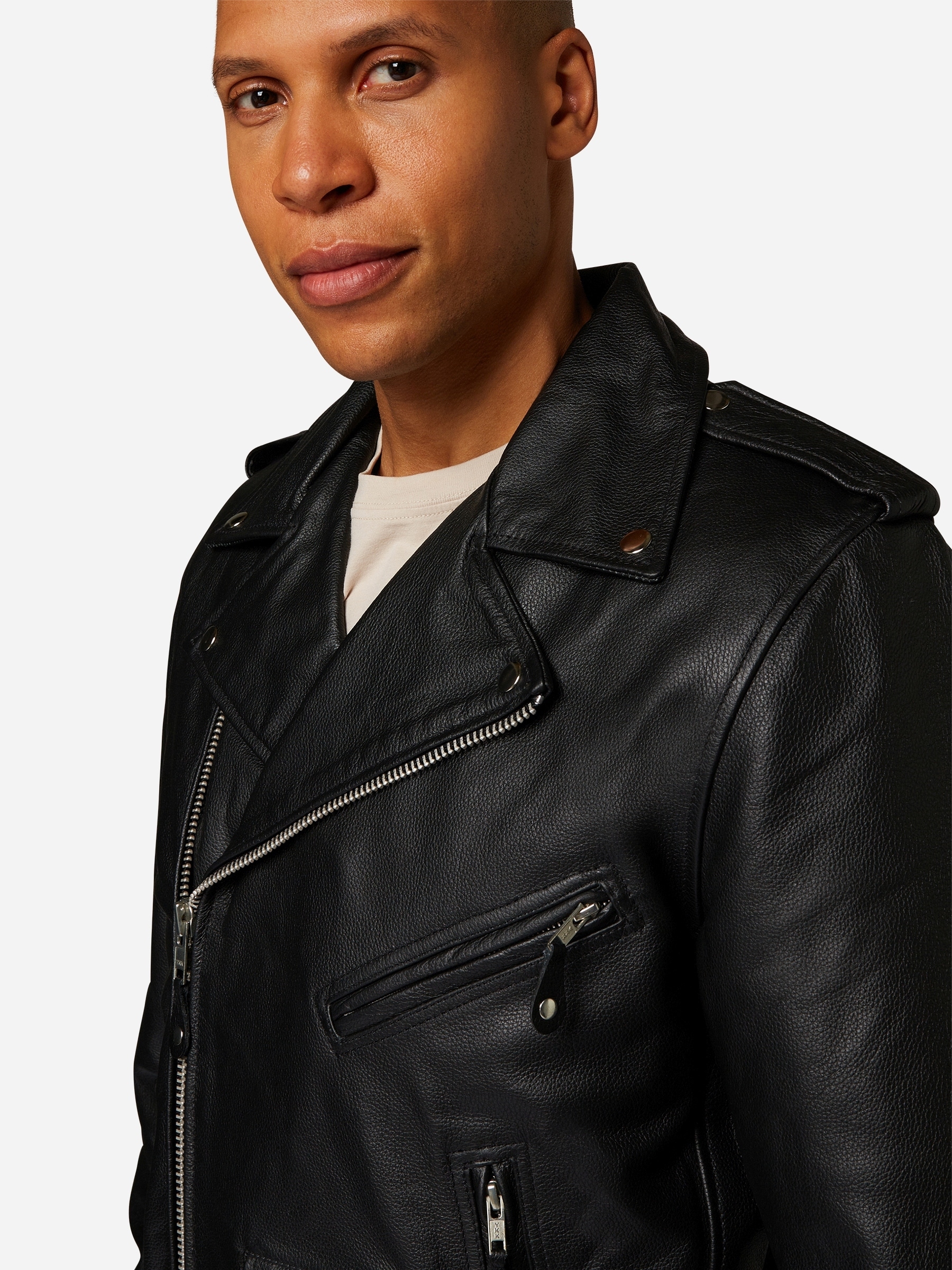 RICANO Bikerjacke »Lederjacke Brando« ohne Kapuze Handgefertigt aus echtem Leder