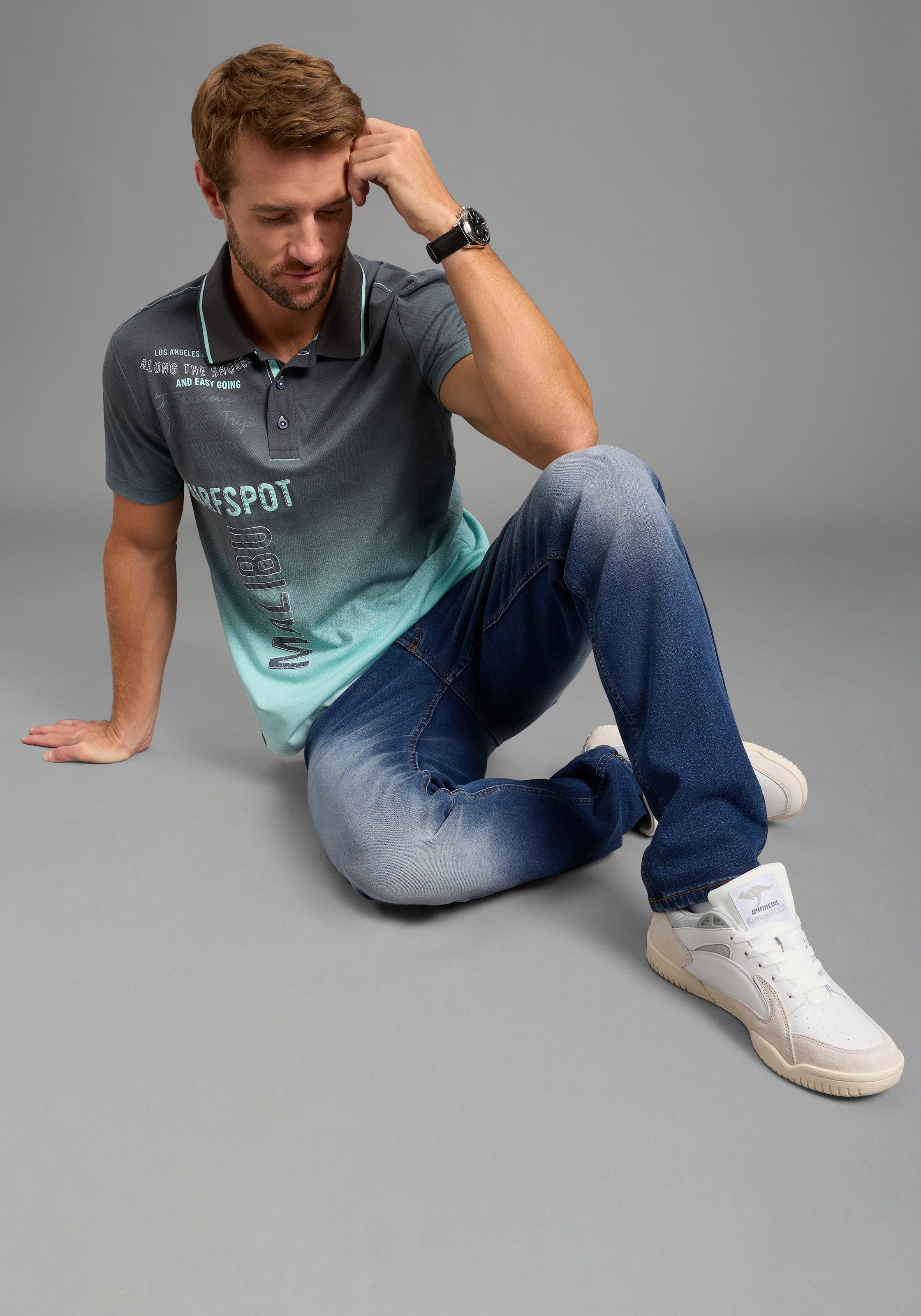 KangaROOS Poloshirt schmale Passform, Halbarm, Casual Stil