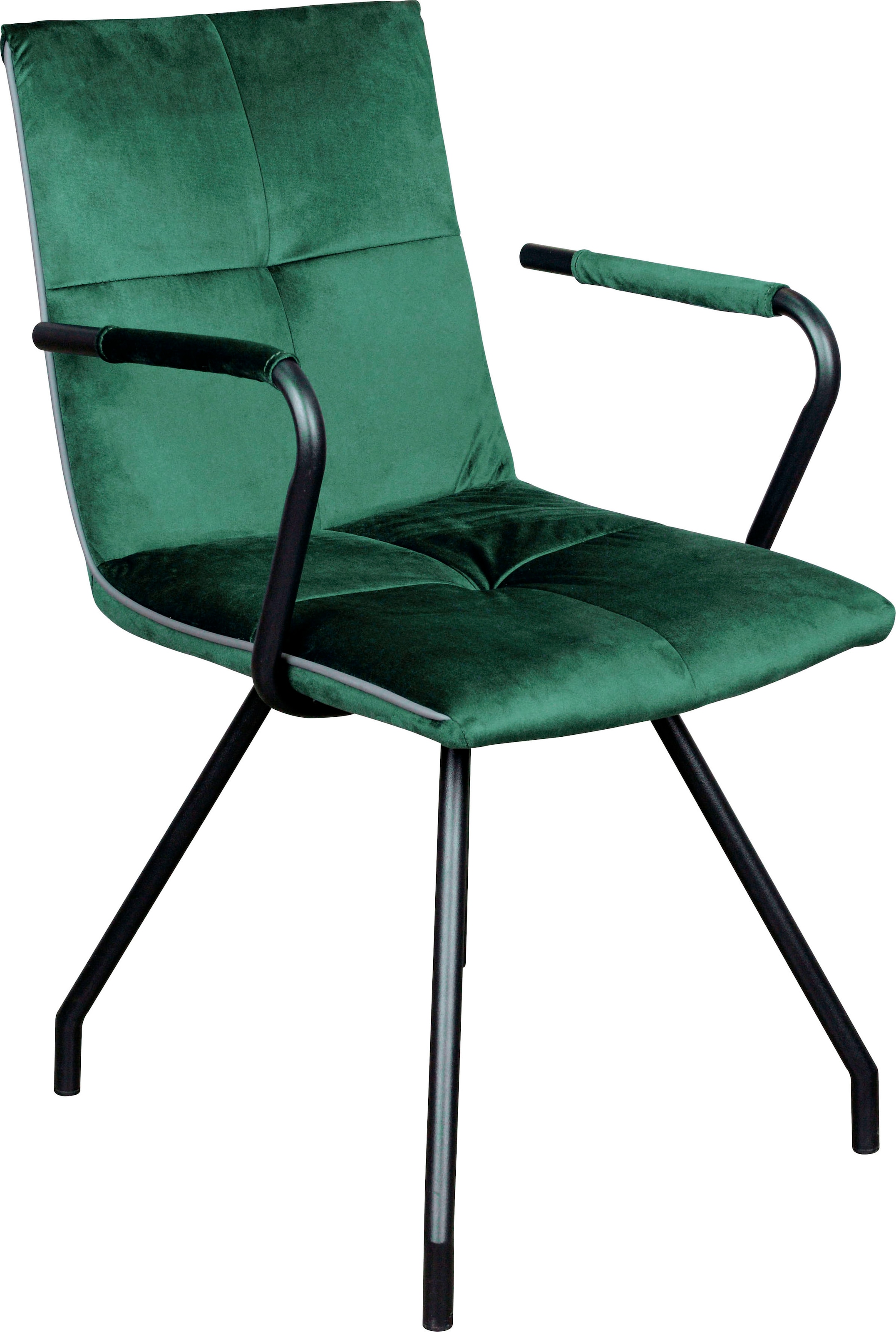 Kayoom Polsterstuhl »Stuhl Eaden 225 2er-Set, samtiger Stoffbezug, Paspel aus Kunstleder« (Set) 2 Stk.stilvoll, pflegeleicht, zeitgemäße Farbgebung, samtiger Stoffbezug