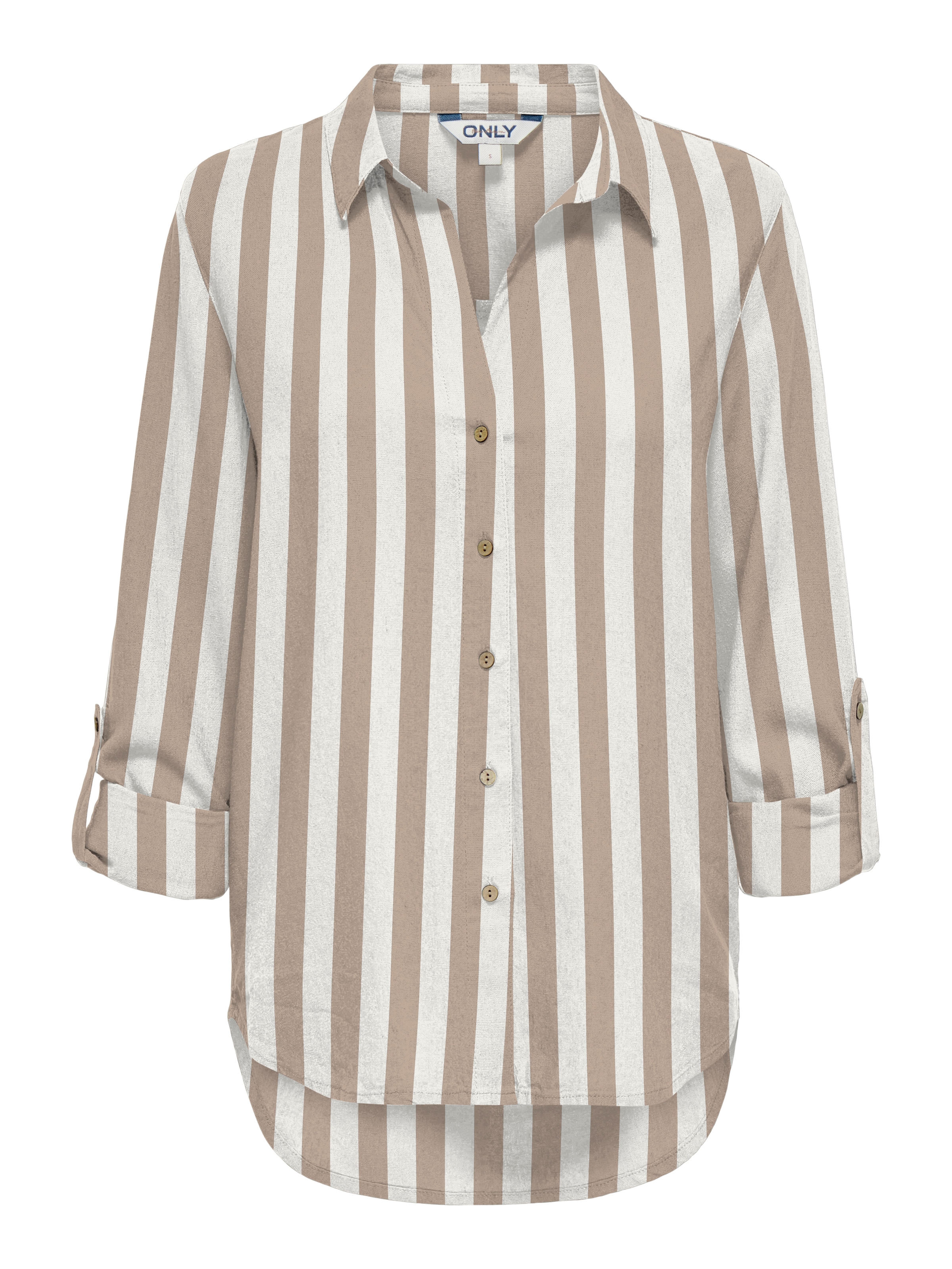 ONLY Hemdbluse »ONLGOA 3/4 STRAP LINEN BL SHIRT CC PNT« mit Leinen, umschlagbare Manschetten