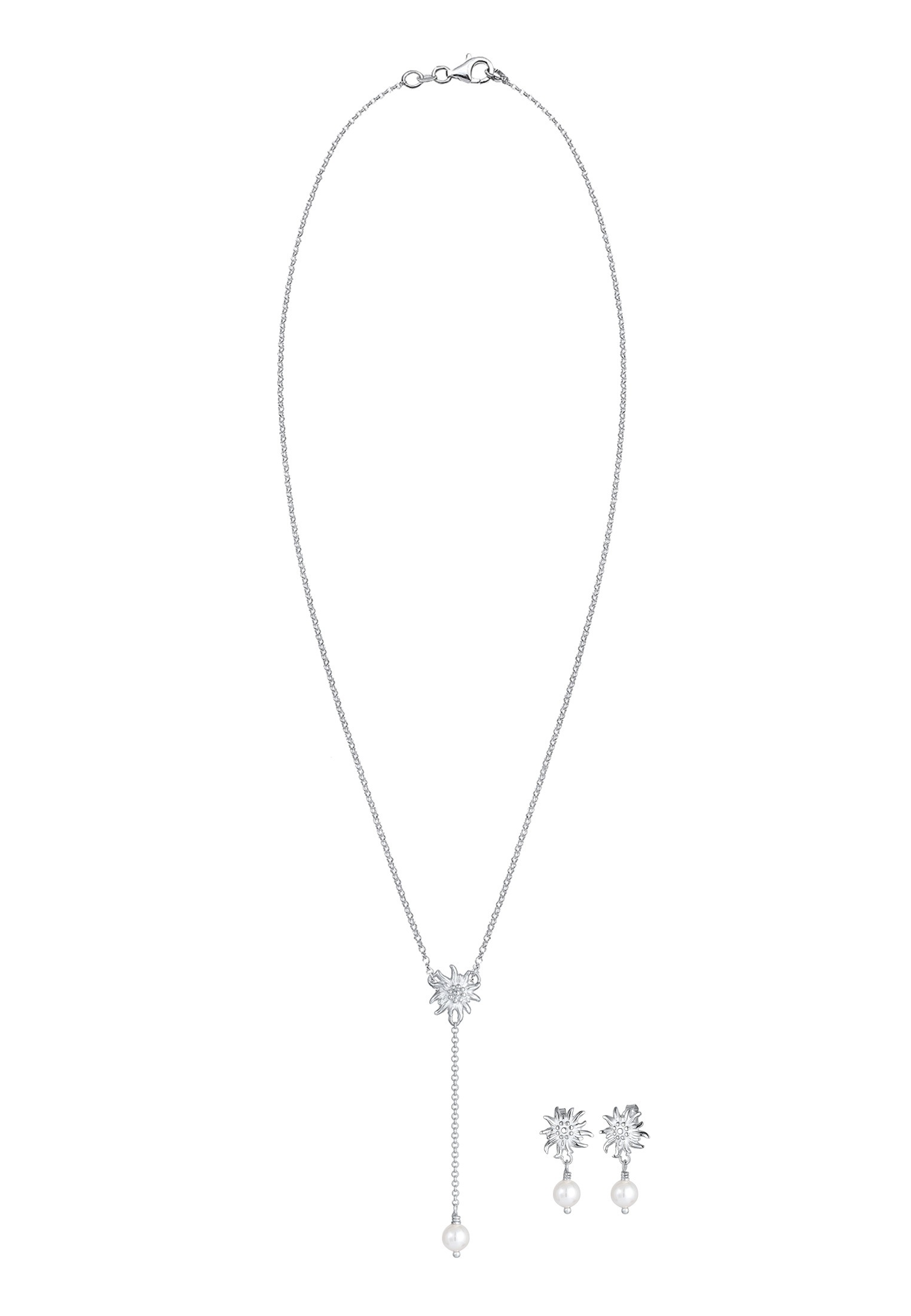 Elli Ohrring und Ketten Set »Schmuckset Elli Schmuckset Tracht Edelweiss Perle Set 925 Silber«