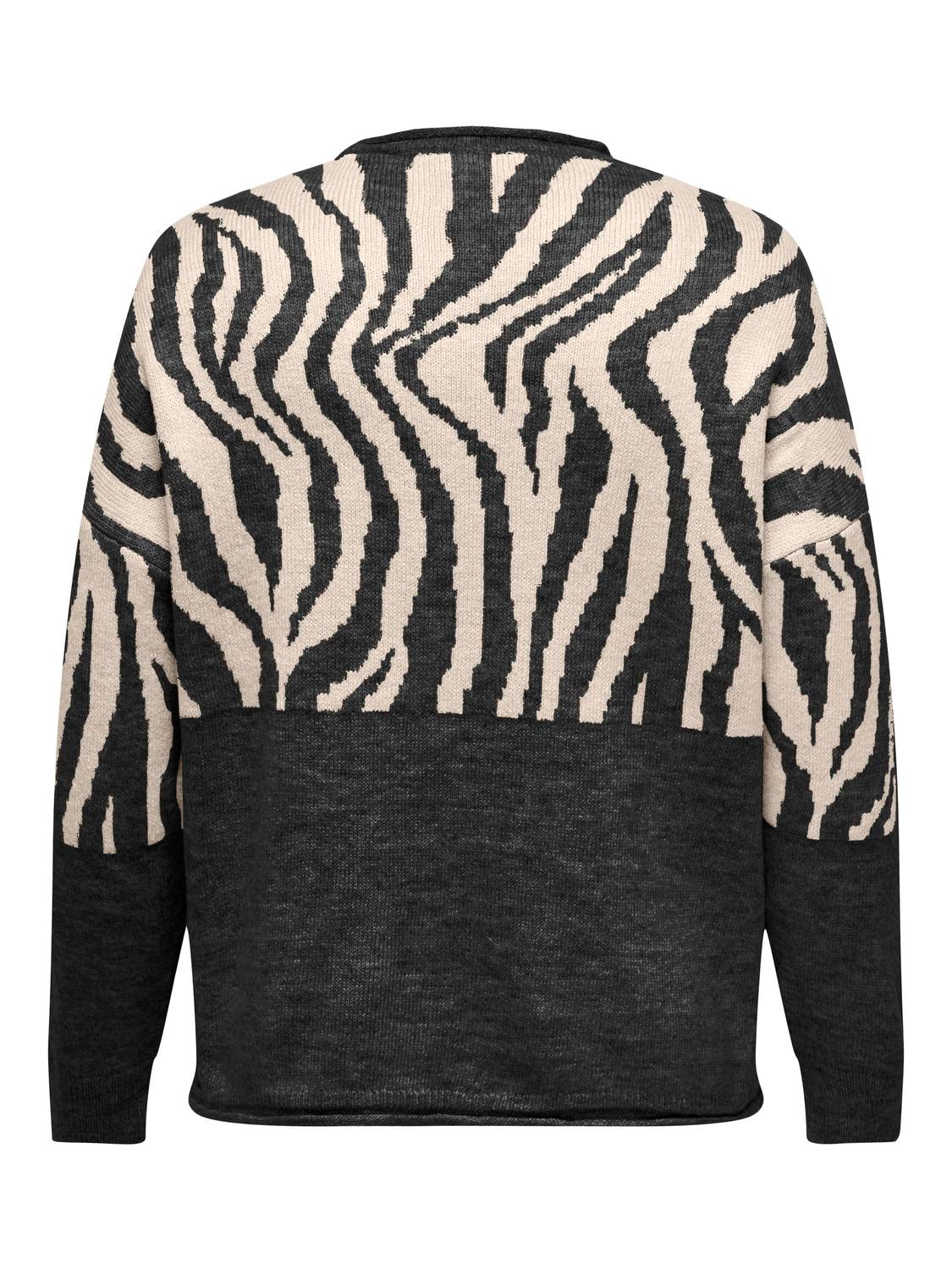 ONLY CARMAKOMA Rundhalspullover »CARJADE ZEBRA L/S O-NECK KNT«