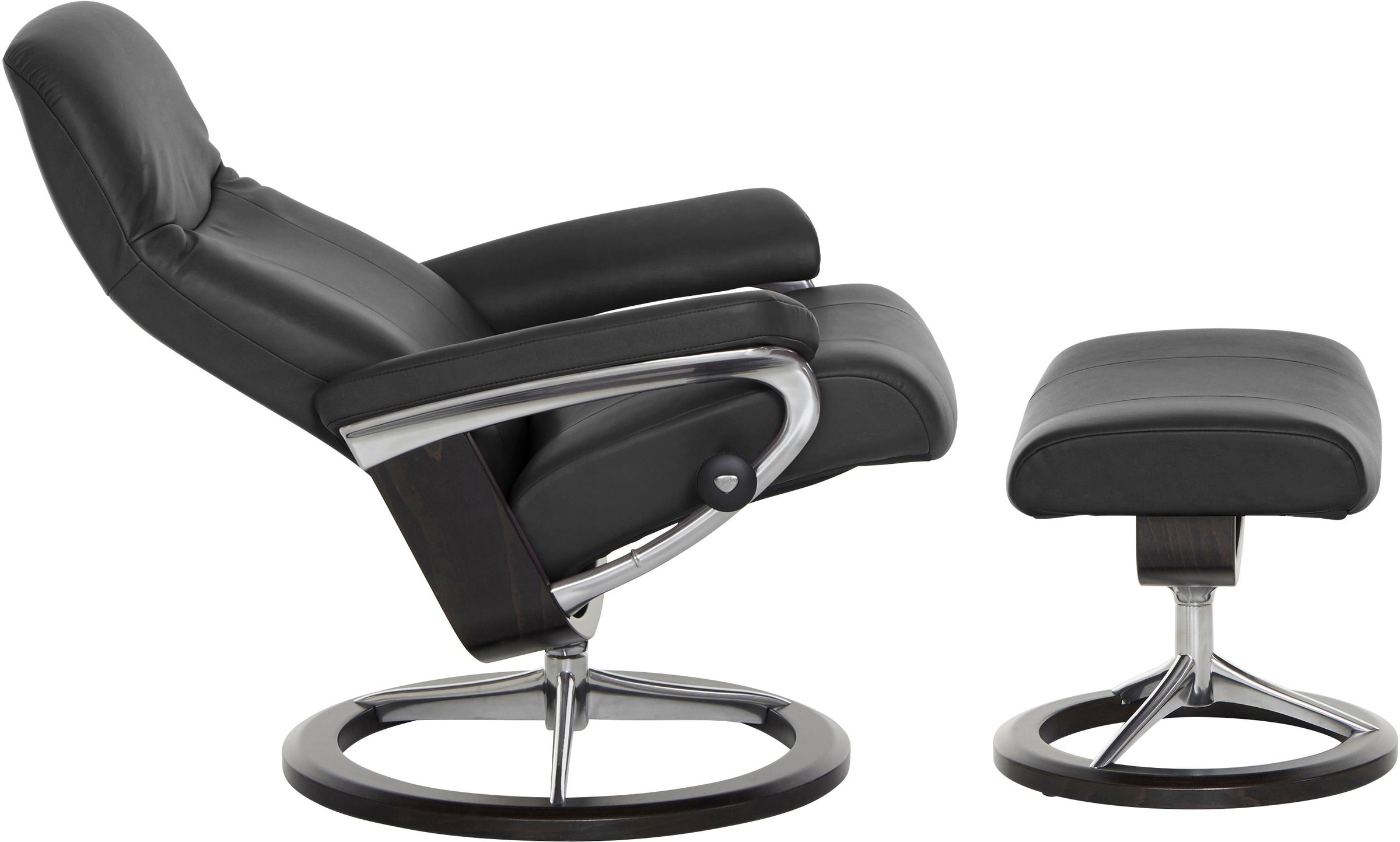Stressless® Relaxsessel »Garda«, (Set, Relaxsessel mit Hocker), mit Hocker, mit Signature Base, Größe M, Gestell Wenge
