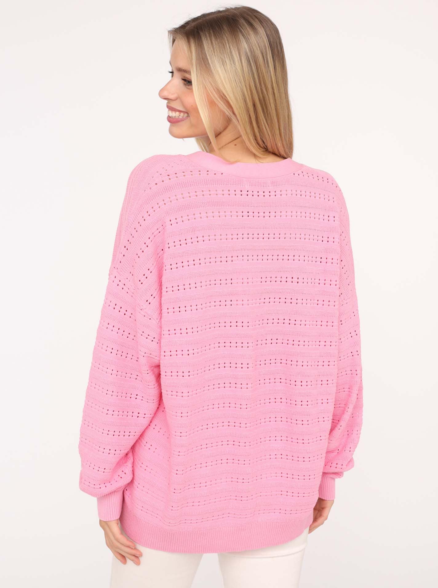 Zwillingsherz Strickjacke »"Lochstrick Uni"«, Lockerer Schnitt mit moderner Passform