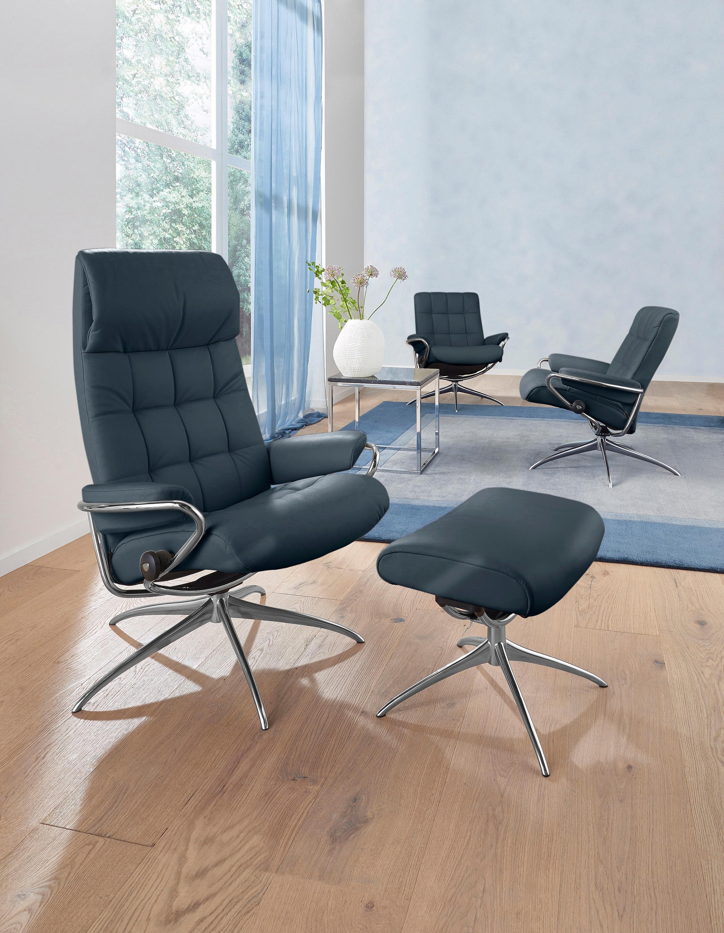 Stressless® Relaxsessel »London«, (Set, Relaxsessel mit Hocker), mit Hocker, High Back, mit Star Base, Gestell Chrom