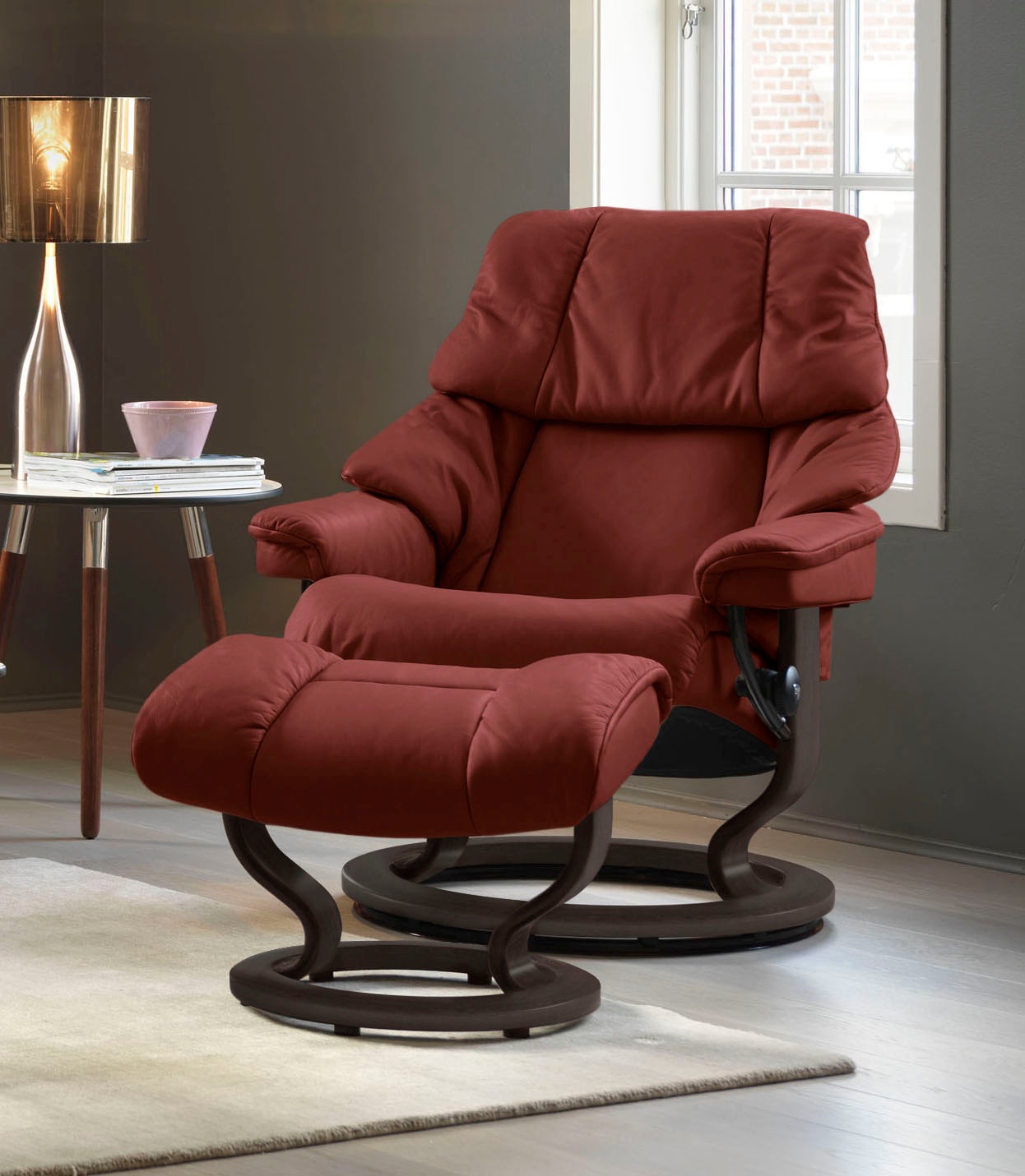 Stressless® Relaxsessel »Reno«, mit Hocker, mit Classic Base, Größe S, M & L, Gestell Wenge