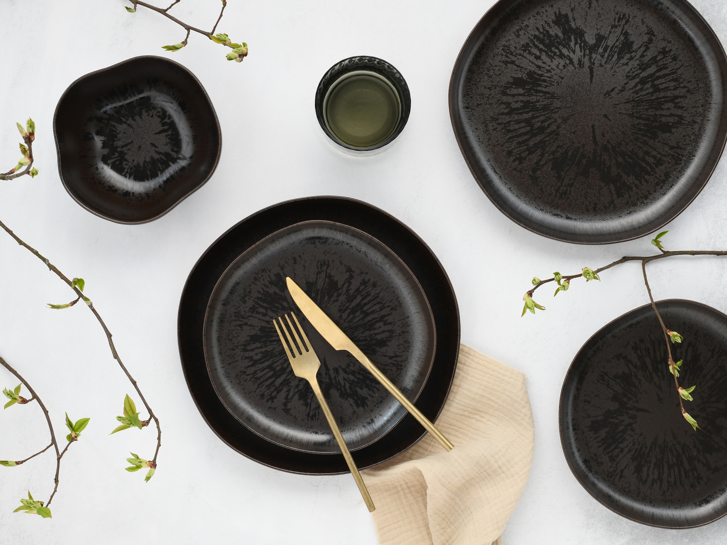 CreaTable Teller-Set »Natura Organic Rusty, Tellerset 12-tlg« Seidenmatte Effektglasur