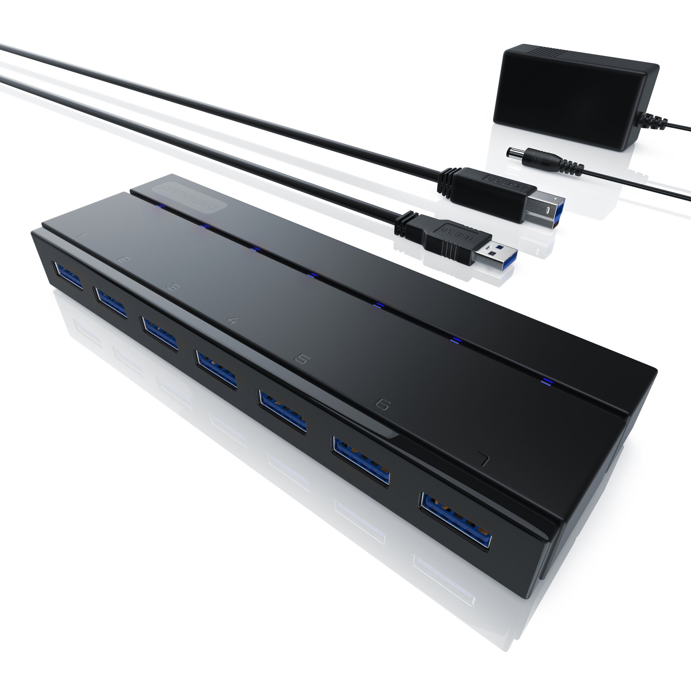 Primewire aktiver 7 Port USB 3.0 Hub mit Netzteil