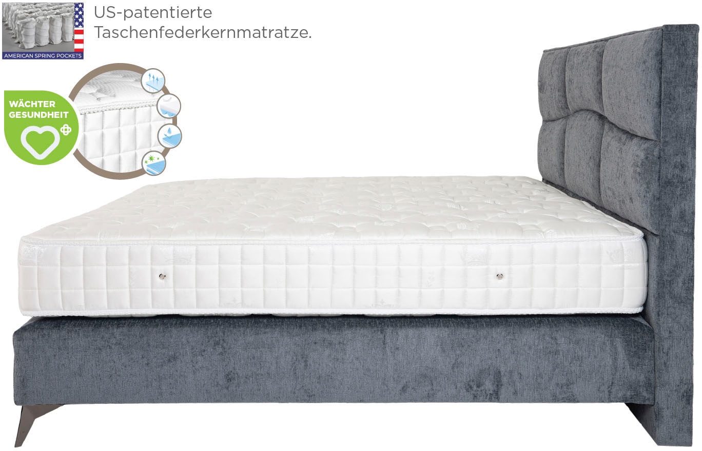 Home affaire Boxspringbett »Violette erhältlich in den Breite 160, 180 & 200cm« inkl. Topper und extra dicker Taschen-Federkernmatratze