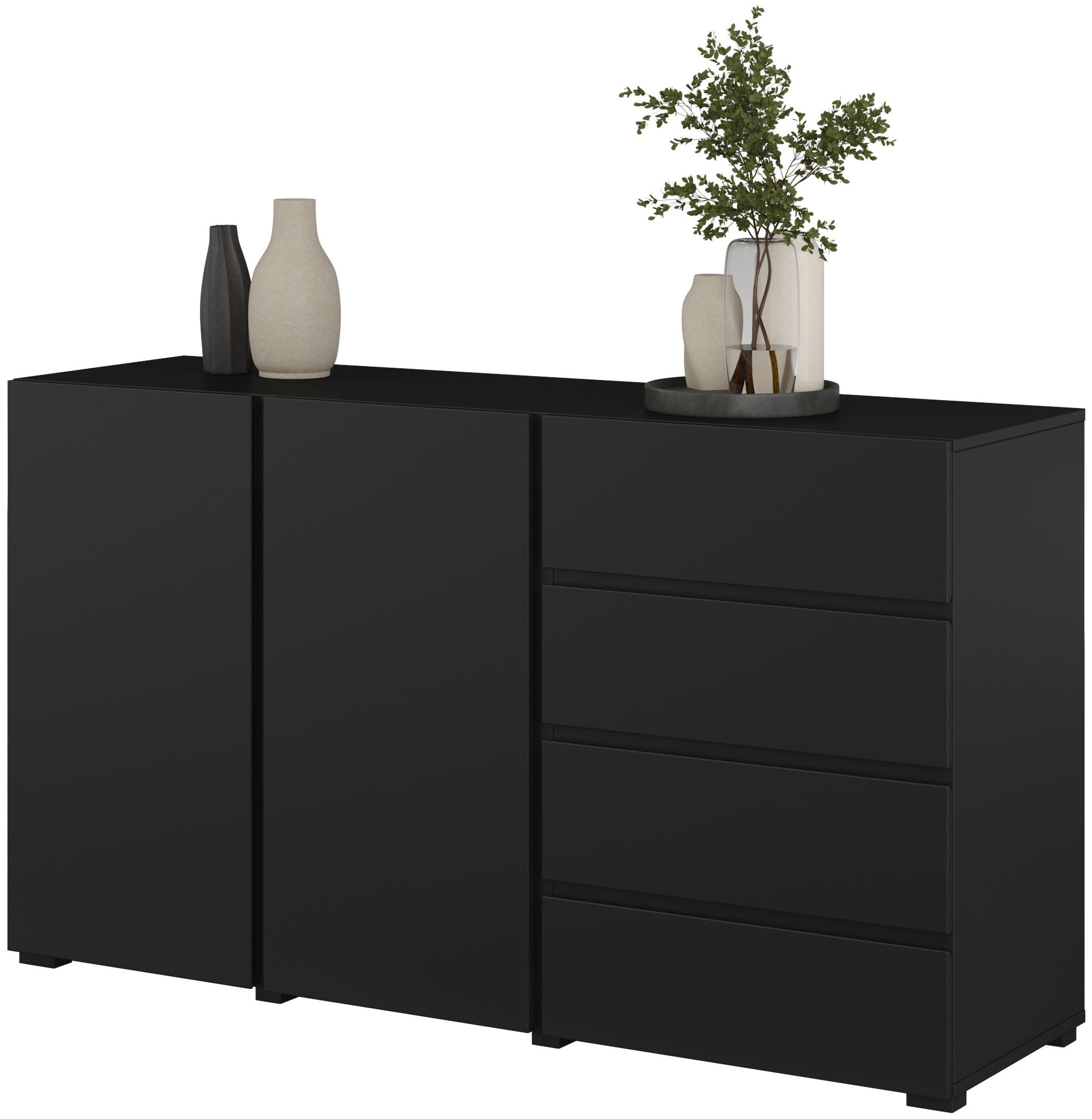 INOSIGN Sideboard »Metric,Breite 138 cm, grifflose Kommode 2 Türen/4 Schubkästen« Schubladenschrank mit viel Stauraum, Einlegeböden verstellbar