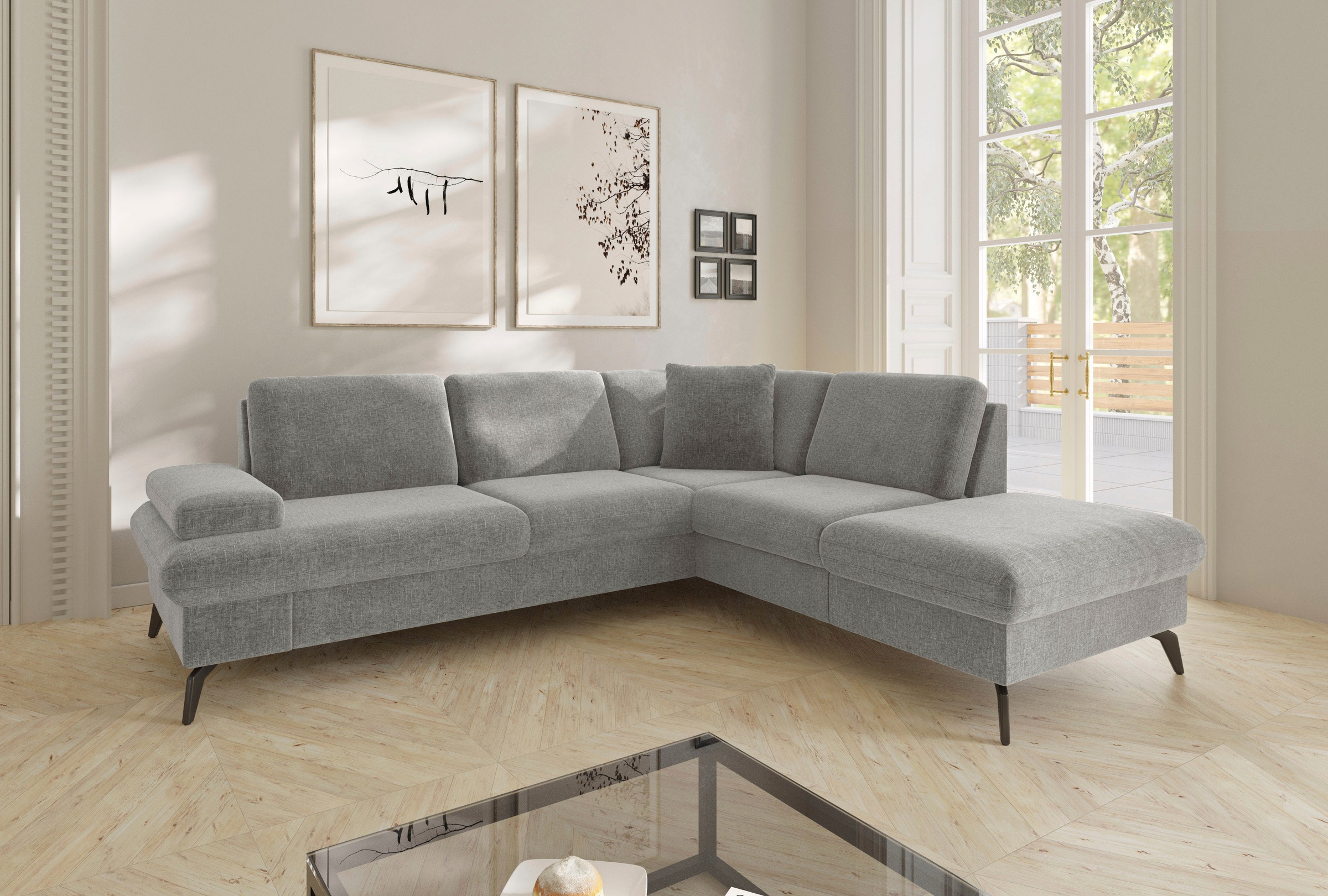 sit&more Ecksofa »Morris Jubi L-Form«, inkl. Armteilfunktion und 1 Zierkissen, wahlweise mit Bettfunktion