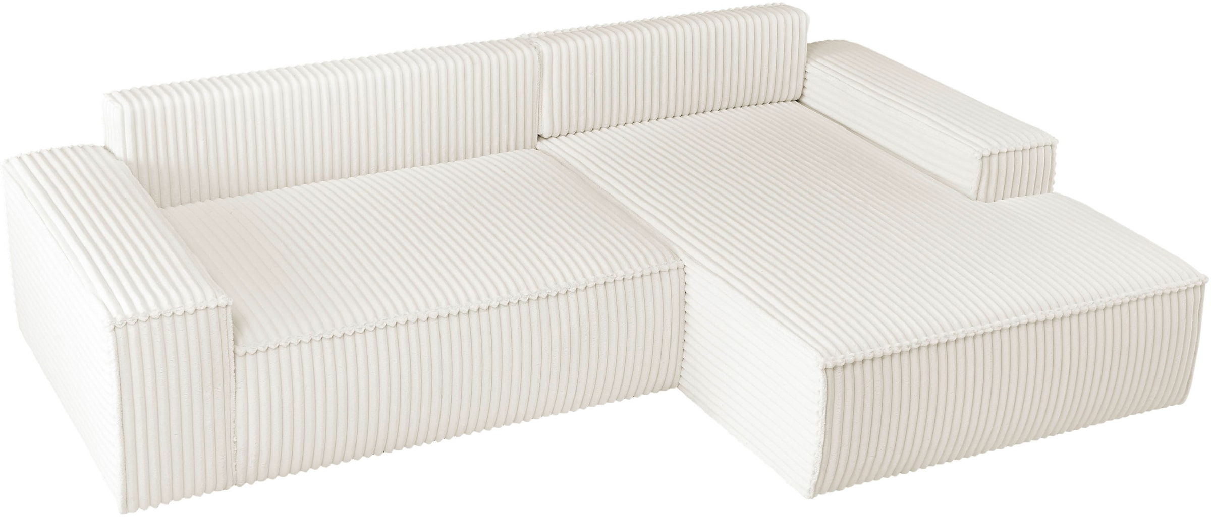 andas Ecksofa »Finnley Schlafsofa 267 cm in Bouclé, Struktur fein u. Cord, L-Form,«, Schlaffunktion m. Bettkasten (136/210 cm), Bouclé, Struktur und Cord