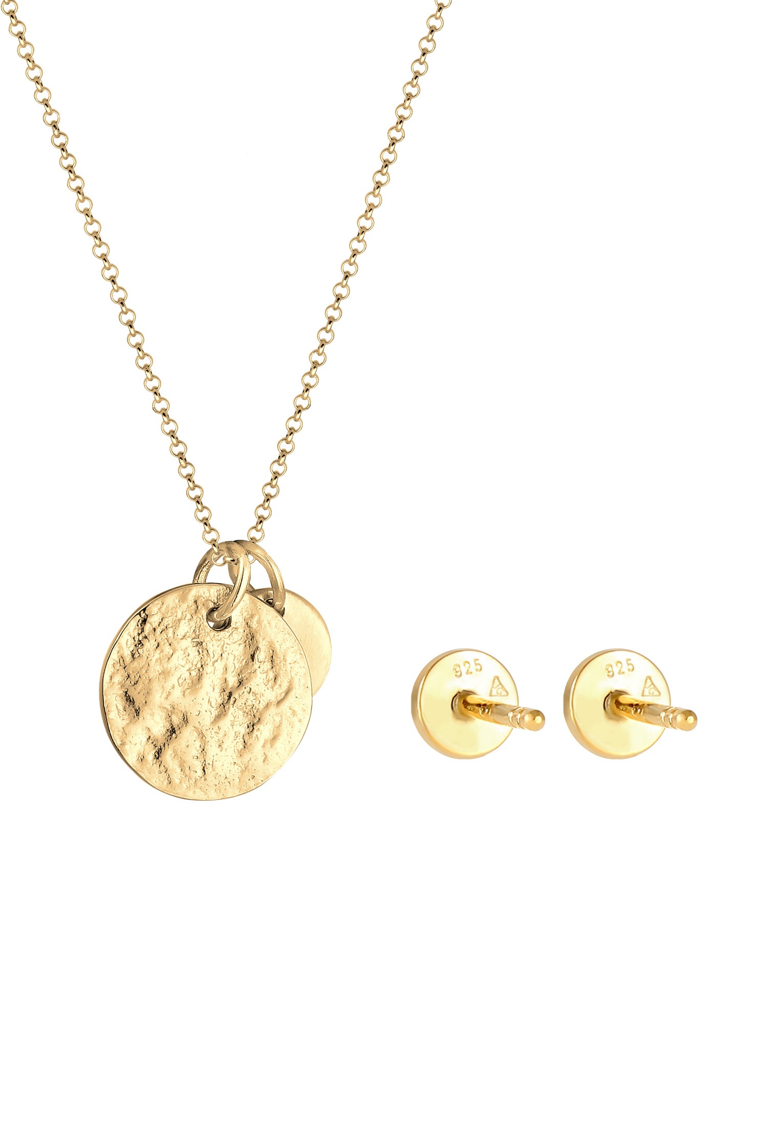 Elli Ohrring und Ketten Set »Schmuckset Plättchen Geo-Organic Halskette Ohrring 925 Silber«