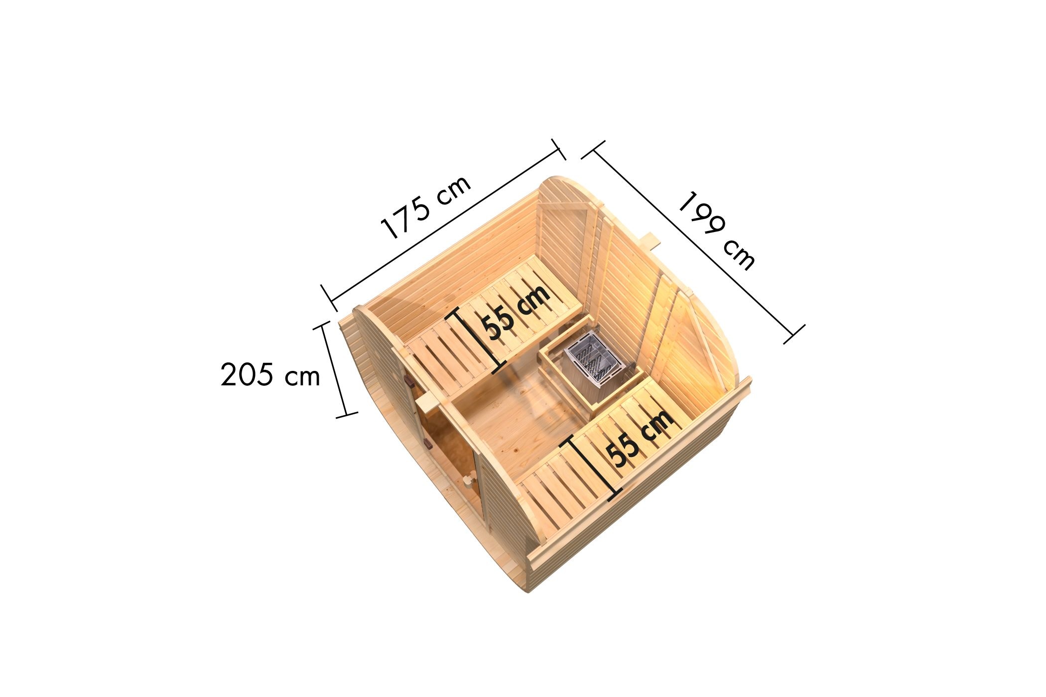 KONIFERA Fasssauna »Cube« Plug&Play Saunaofen mit eingebauter Steuerung 3,6 kW mit 18 Kg Steinen