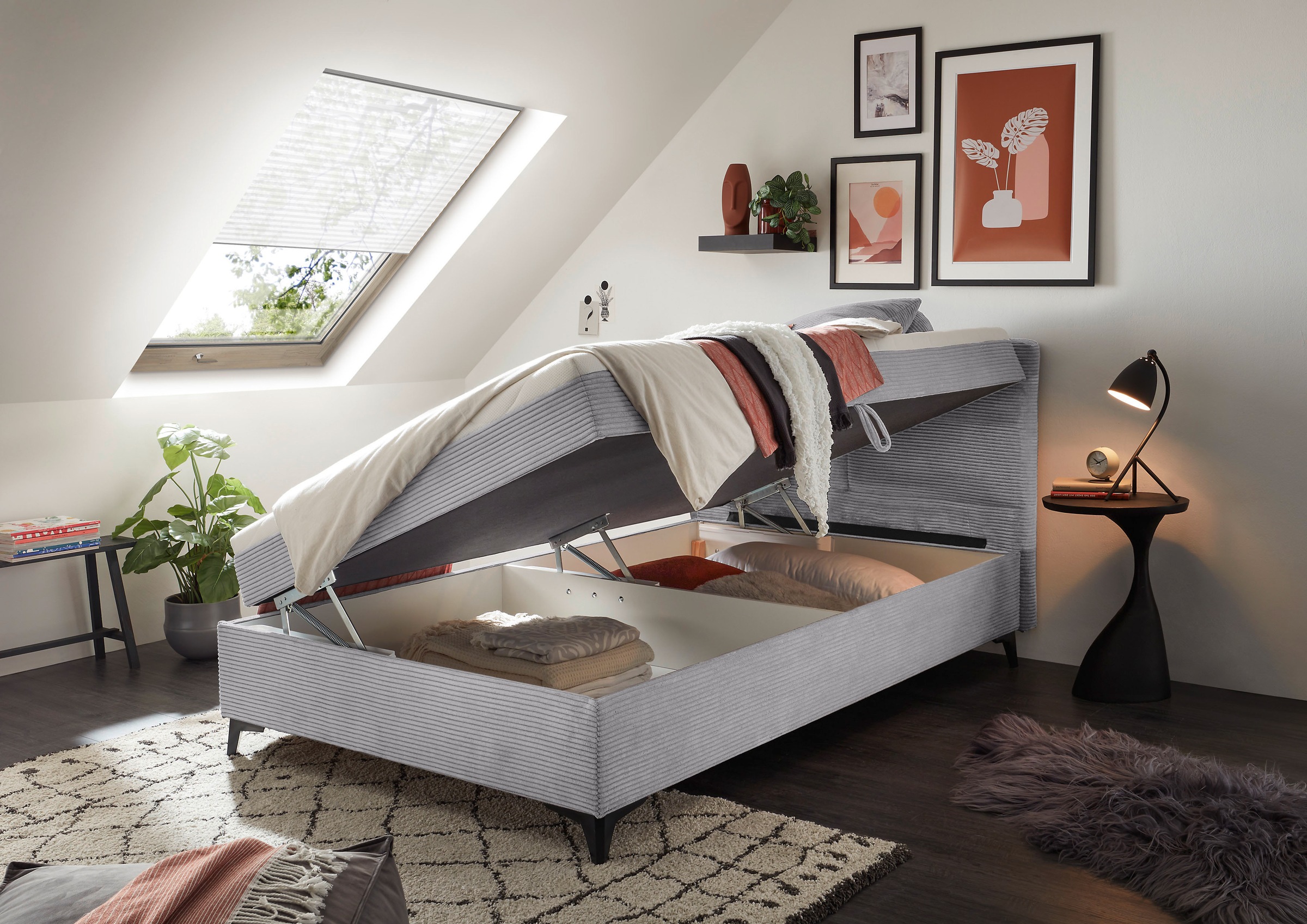 ED EXCITING DESIGN Boxbett »Andon«, mit Bettkasten, integrierter Topper, universell aufbaubar