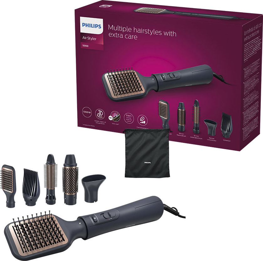 Warmluftbürste »AirStyler Series 5000 BHA530/00«, 5 Aufsätze}, mit Ionen-Technologie,...