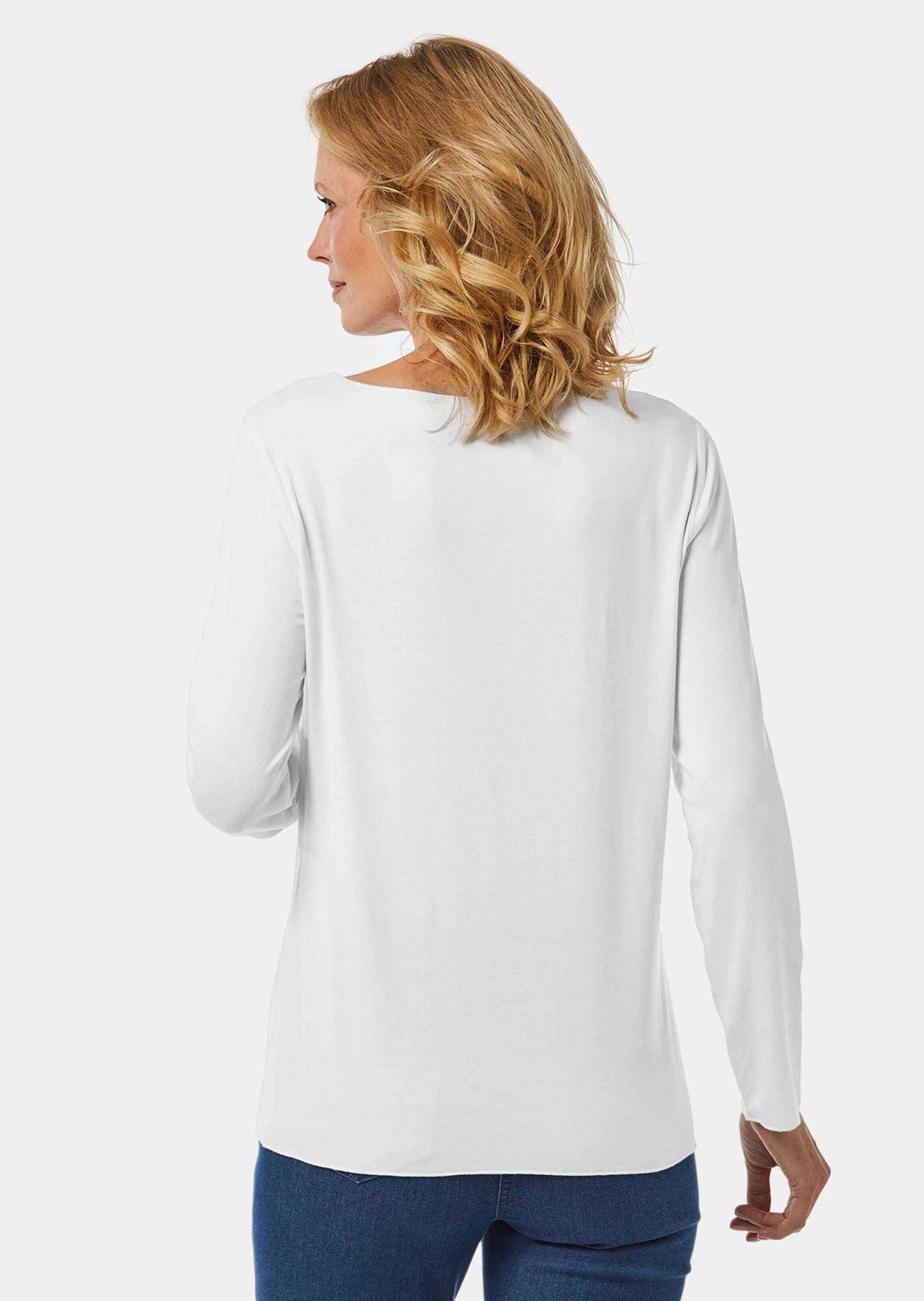 GOLDNER Longpullover »Rundhalsshirt Kombistarkes Langarmshirt mit tonaler Zierkante«