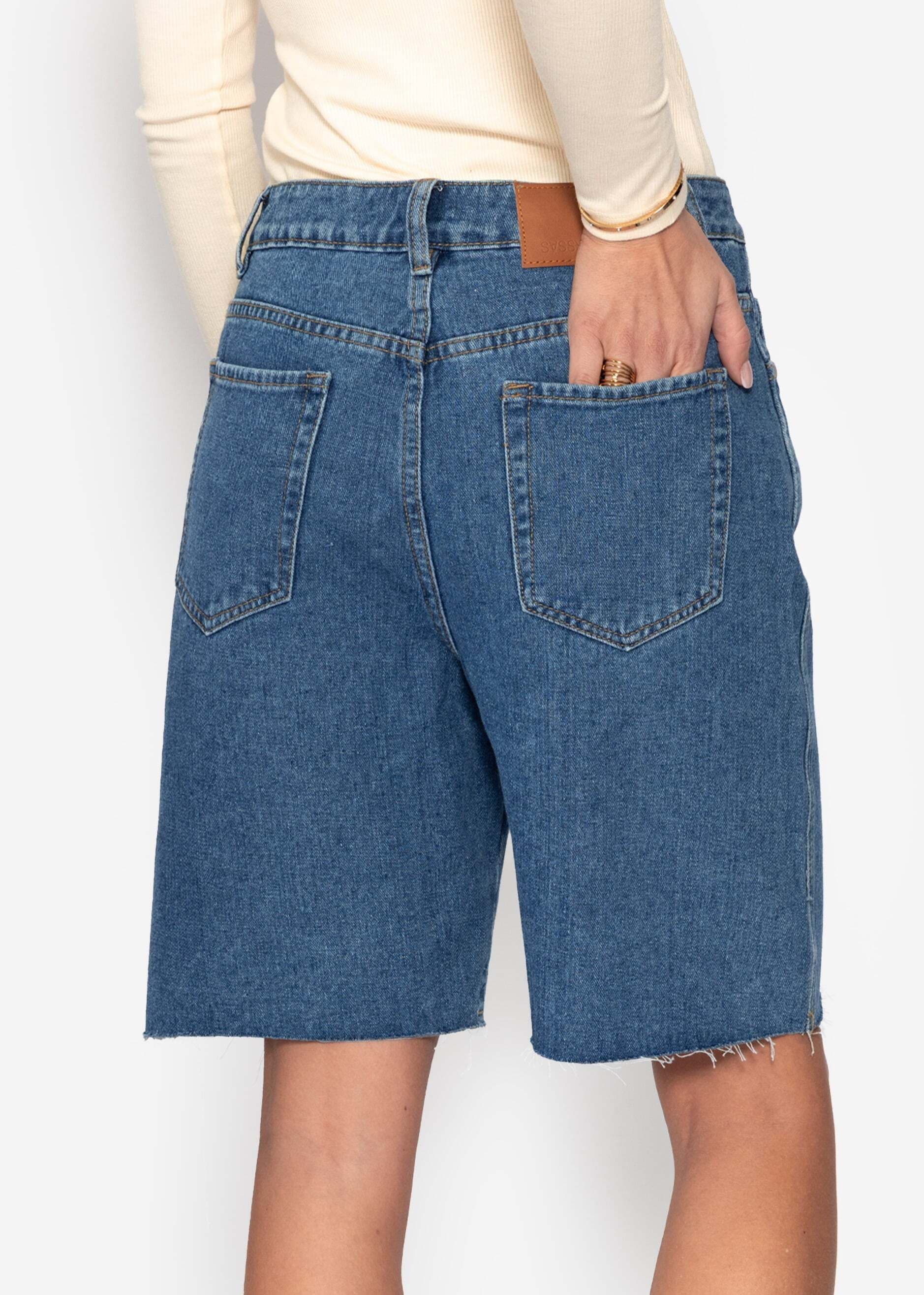 SASSYCLASSY Shorts »Bermuda Jeans Shorts«  Zeitlose Baumwollshorts im 5 Pocket Design und lockerer Passform Blau