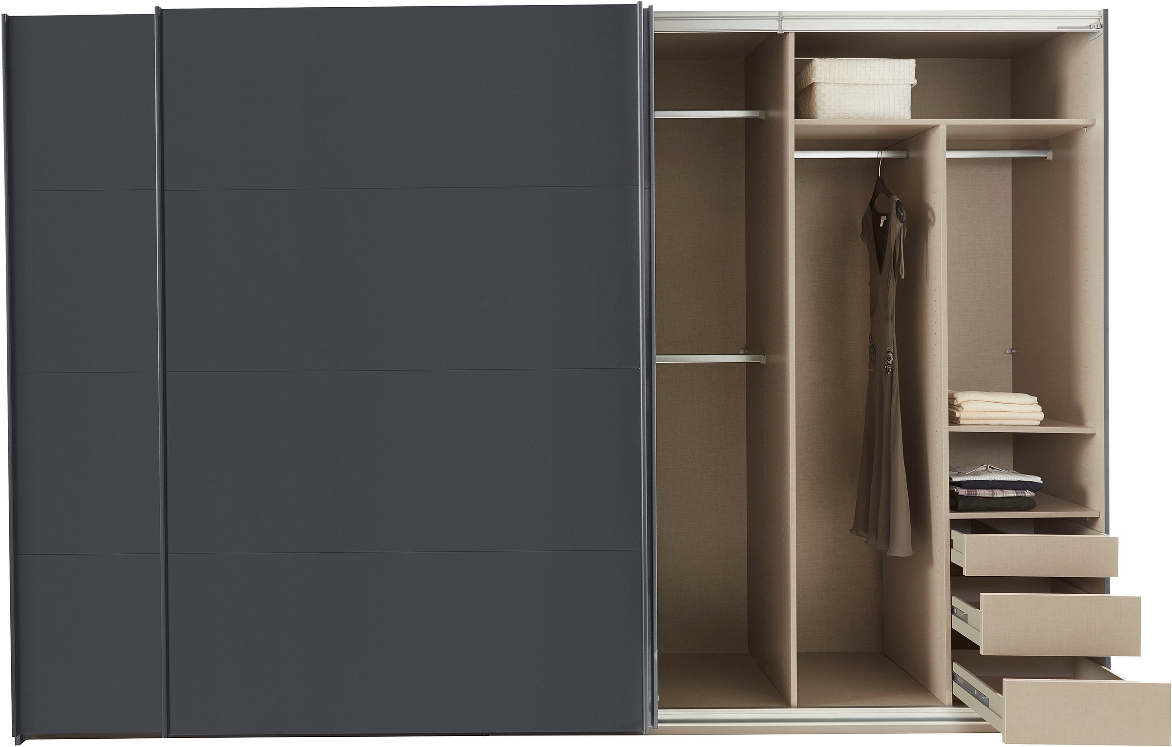 rauch Schwebetürenschrank »Kleiderschrank Schrank Garderobe TOPSELLER OTELI inkl. Inneneinteilung«, (Breiten 203/271/315/360 cm Höhen 210/229 cm), mit 3 Innenschubladen sowie zusätzlichen Einlegeböden MADE IN GERMANY