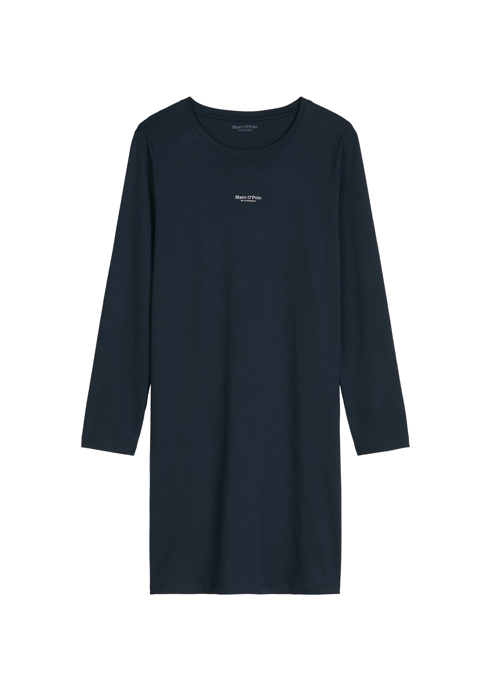 Marc O'Polo Nachthemd Ohne Taschen mit Rundhalsausschnitt und langen Ärmeln, seitliche Schlitze