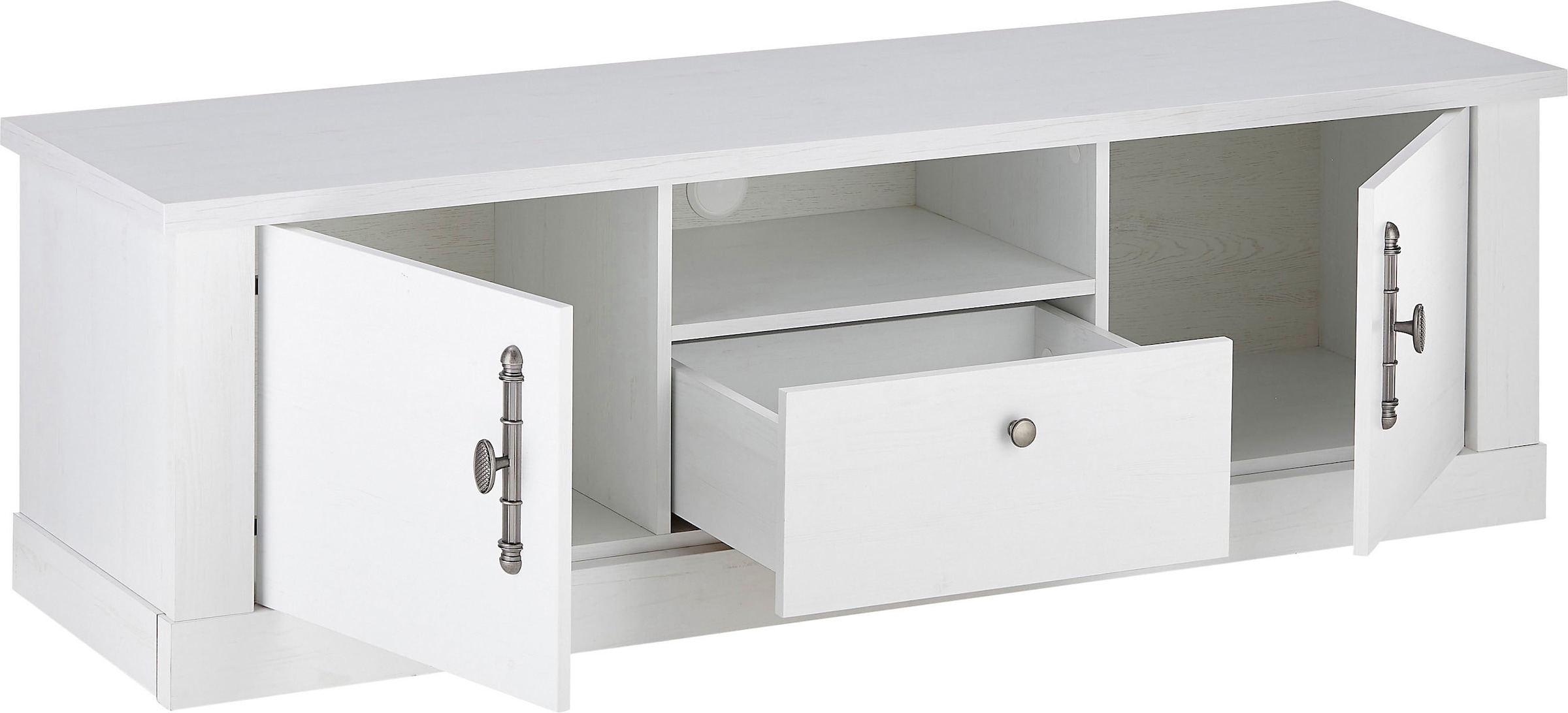 Home affaire Lowboard »RAVENNA« im romantischen Landhausstil, Griffe aus Metall, Breite 155 cm