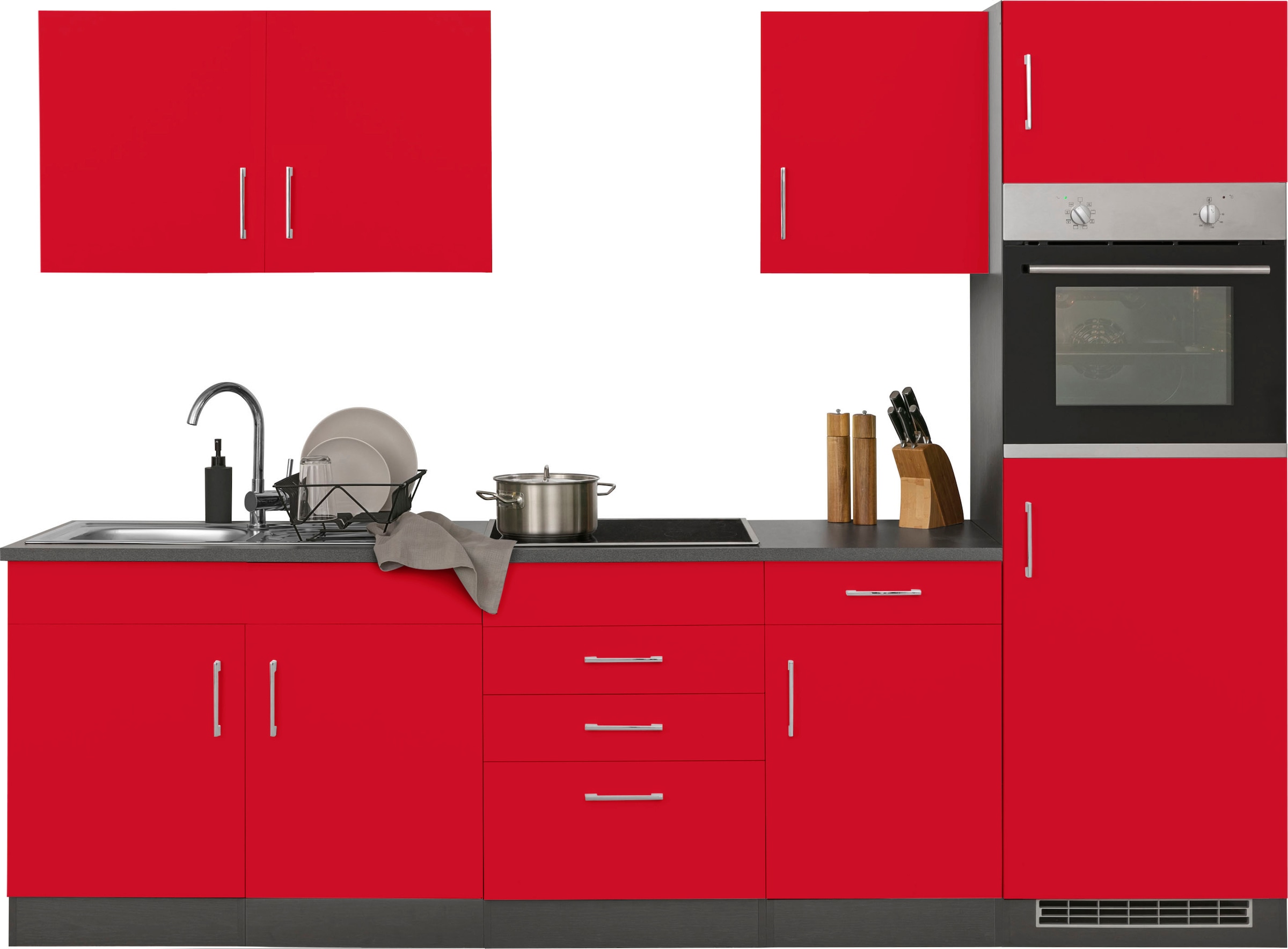 KOCHSTATION Küchenzeile »KS-Paris – Küchen mit einzigartigen Fotomotiven auf den Fronten« Breite 270 cm, wahlweise mit E-Geräten und Induktion