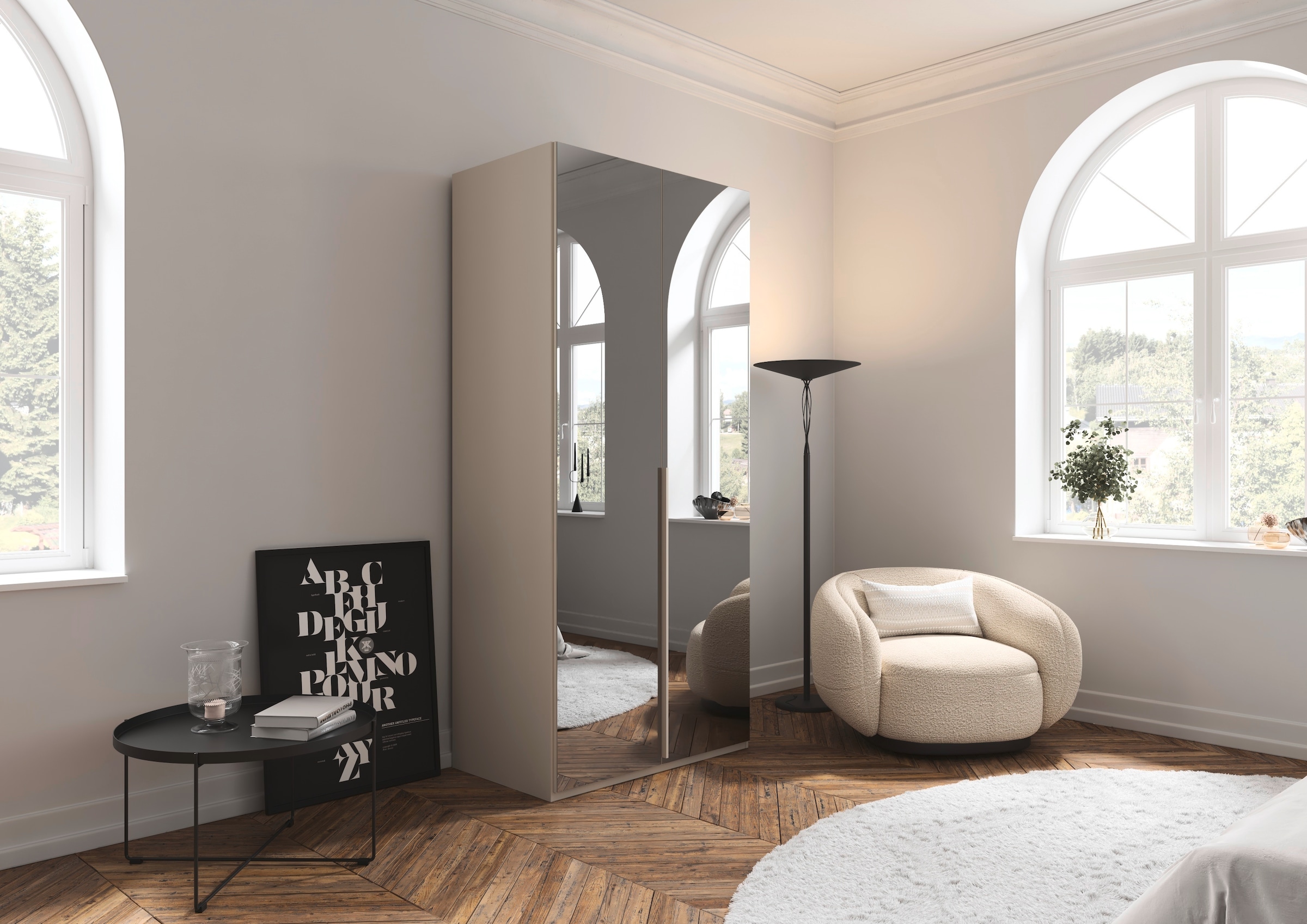 LeGer Home by Lena Gercke Kleiderschrank »Schrank Garderobe Ankleide Schlafzimmer Flur Serina«, (in 3 verschiedenen Ausstattungen BASIC/CLASSIC/PREMIUM), in 6 Breiten (101 - 401 cm) mit Front Glas oder Dekor MADE IN GERMANY