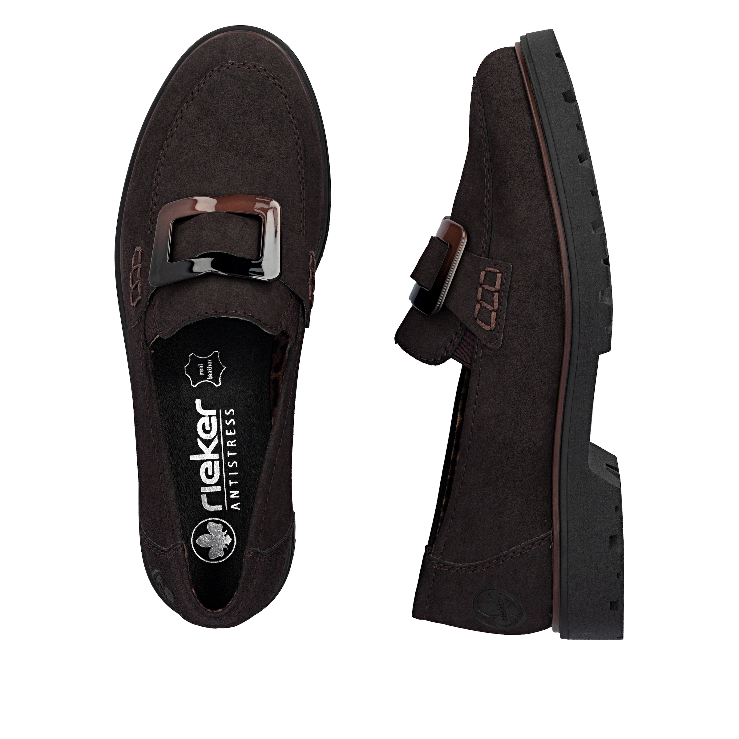 Rieker Loafer  Slipper, Schlupfschuh, Halbschuh mit großer Zierspange