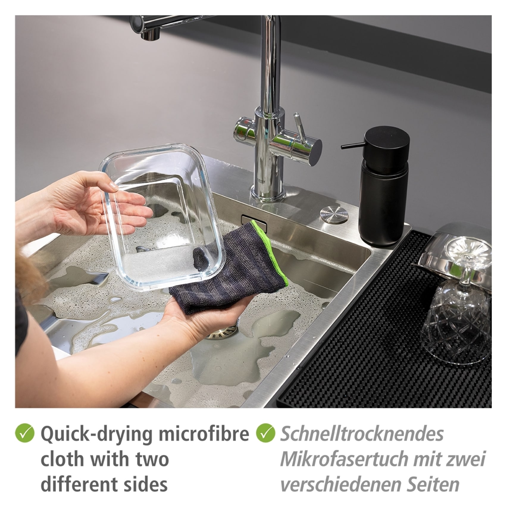 WENKO Küchenorganizer-Set »Modell Universal« viel Stauraum für Spülmittel und Spültuch, aus rostfreiem Edelstahl