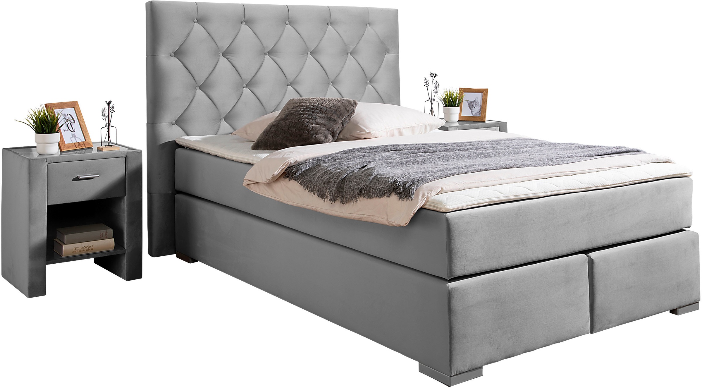 Home affaire Boxspringbett »Chalon, in verschiedenen Breiten«, inkl. Topper, wahlweise in H2, H3 oder H4 erhältlich