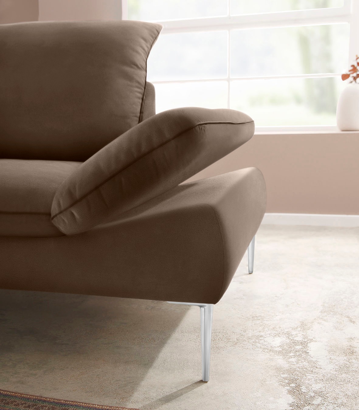 W.SCHILLIG Ecksofa »enjoy&MORE, Designsofa, elegant und bequem, L-Form«, mit Sitztiefenverstellung, Füße Chrom glänzend, Breite 294 cm
