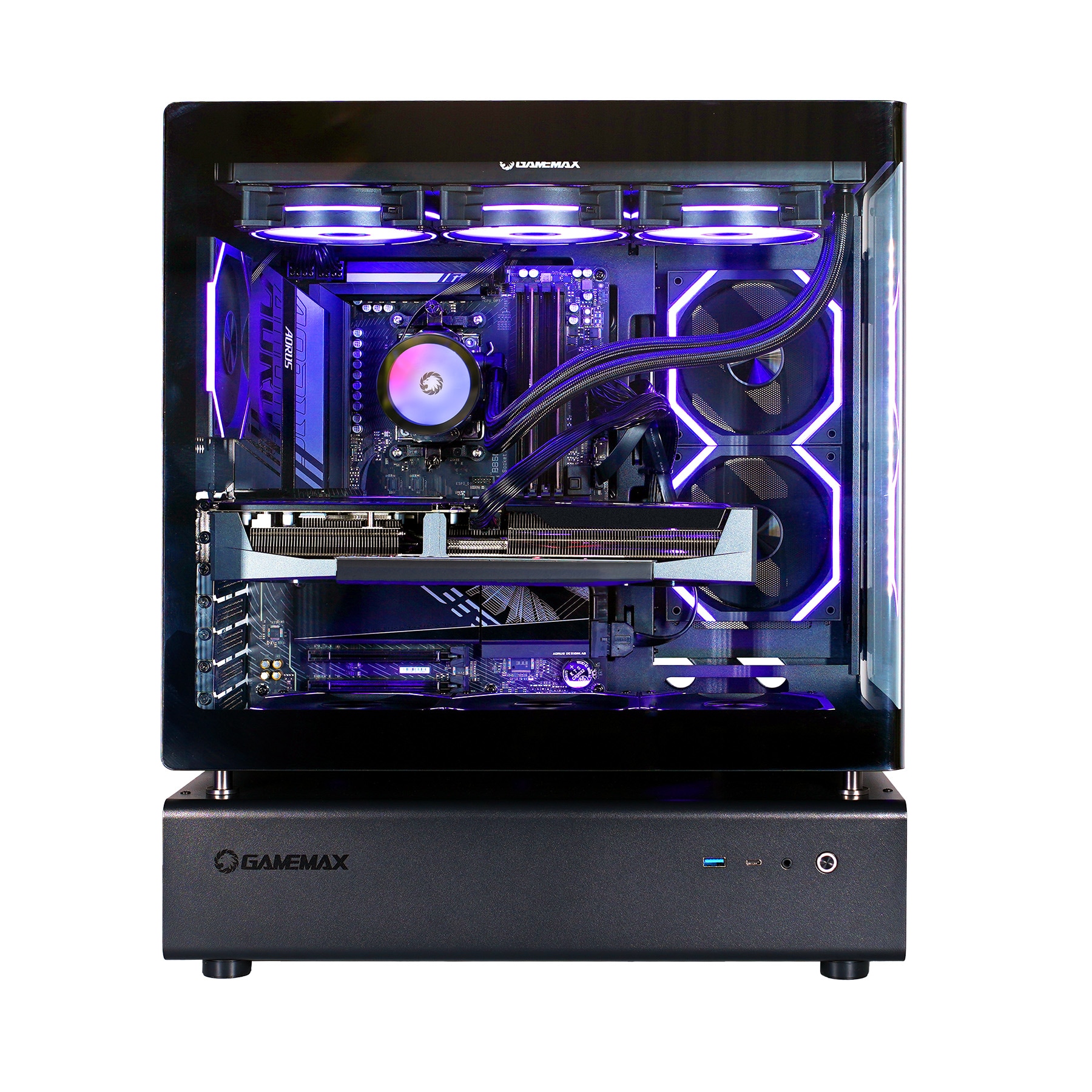 GAMEMAX Gaming-PC »N80 BK 8047 AMD Ryzen 7 9700X 32GB DDR5 1TB SSD RX 9070 XT« Windows 11, DDR5 RAM, Wasserkühlung