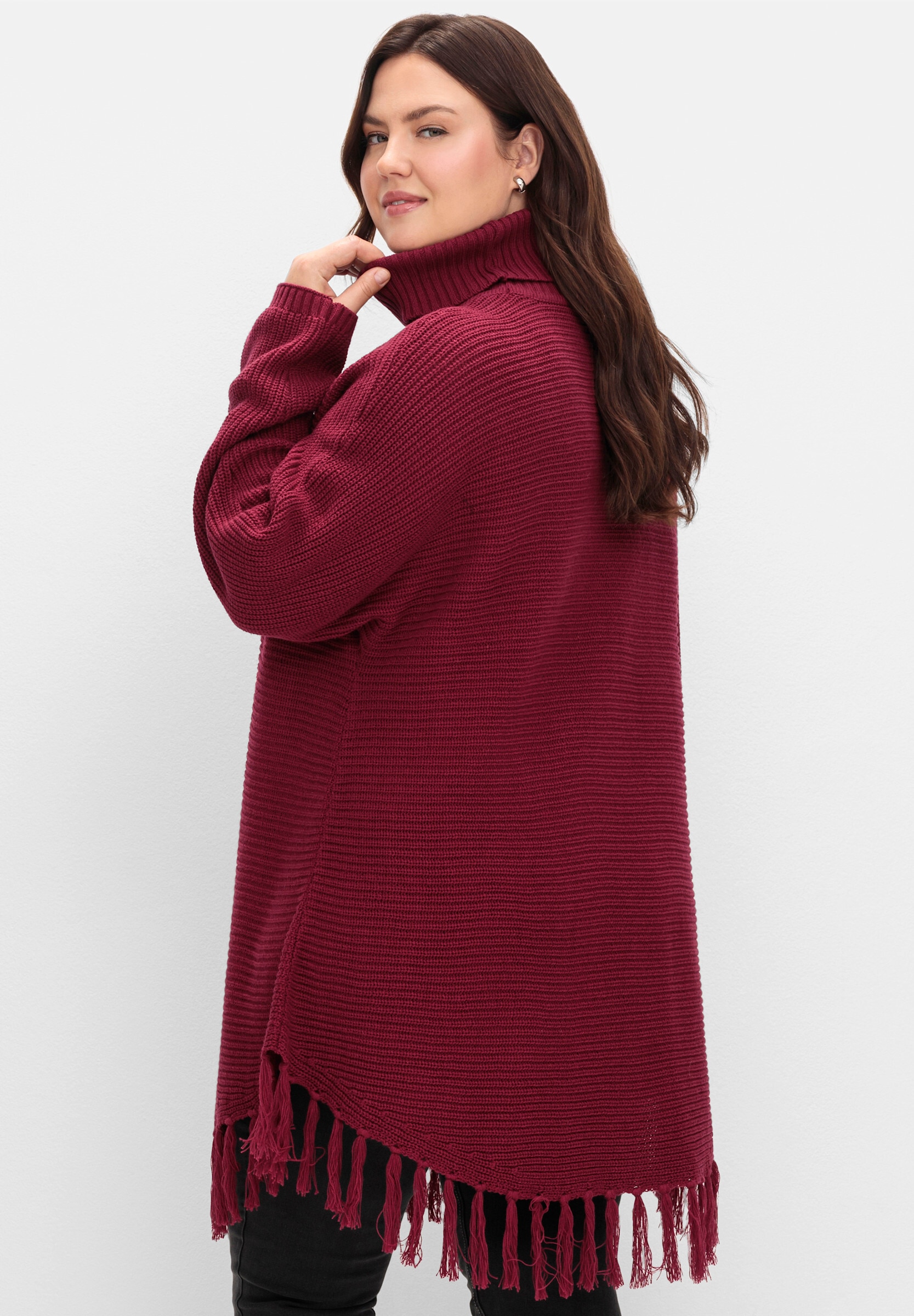Sheego Strickponcho »Strickpullover Strickpullover in Ponchoform«