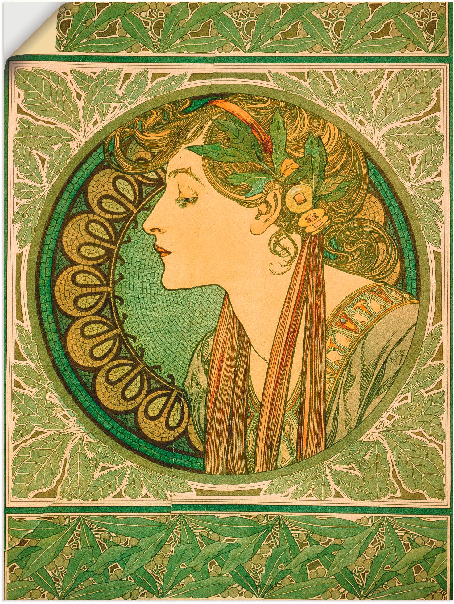 Artland Wandbild »Lorbeer. 1921«, Frau, (1 St.), in vielen Größen & Produktarten - Alubild / Outdoorbild für den Außenbereich, Leinwandbild, Poster, Wandaufkleber / Wandtattoo auch für Badezimmer geeignet