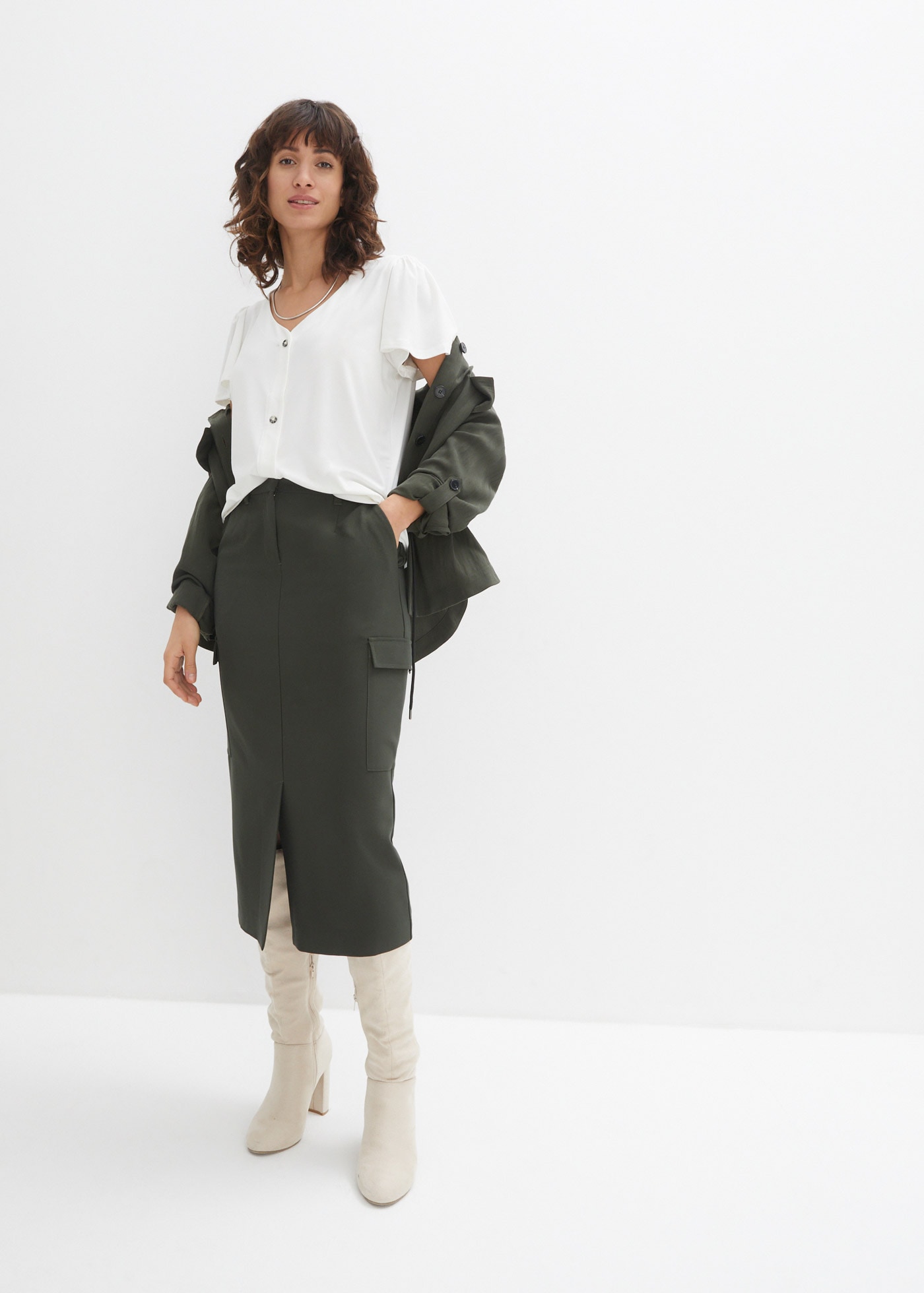 bonprix T-Shirt »Shirt mit Knopfleiste« Shirt mit Knopfleiste