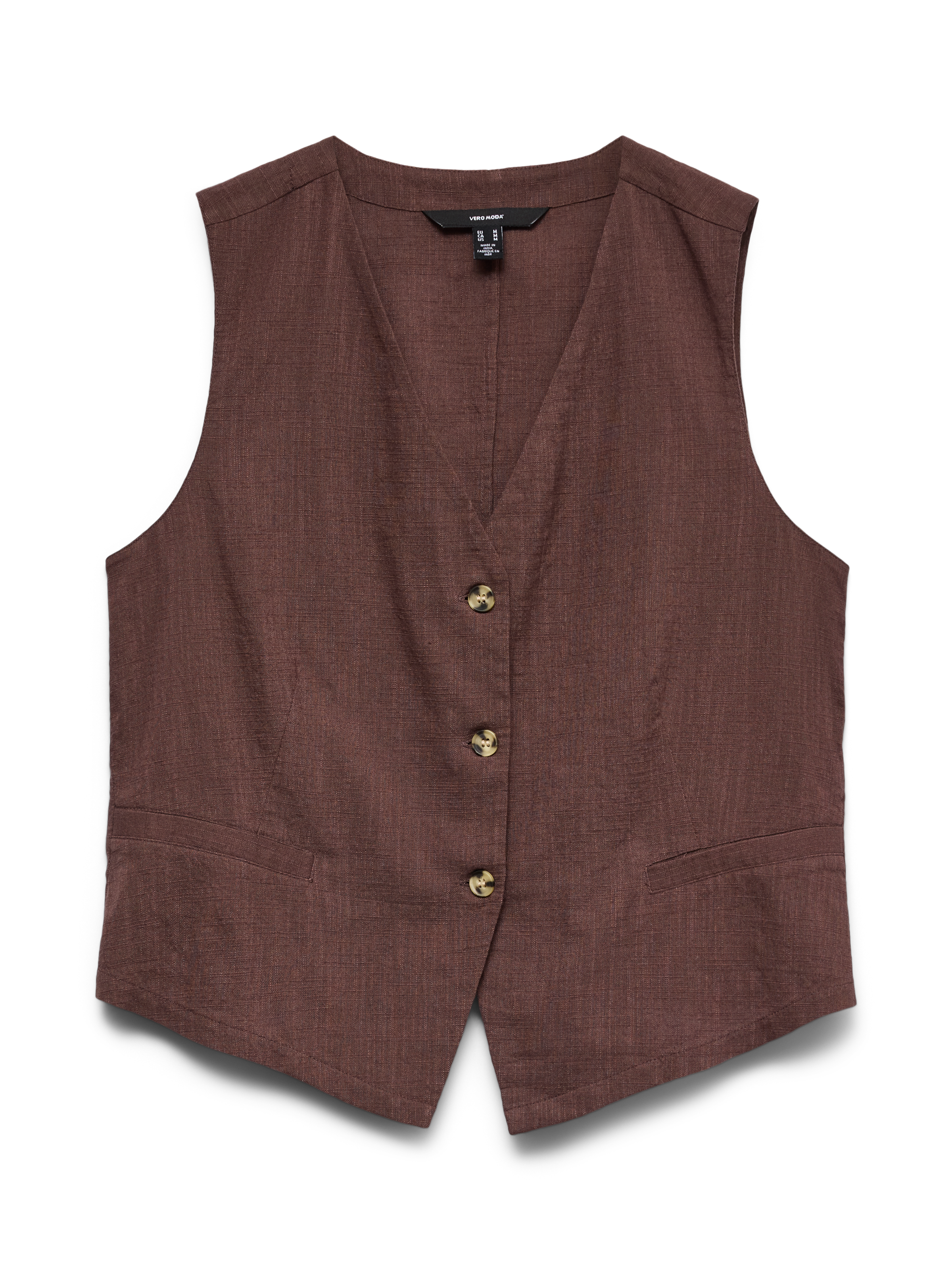 Vero Moda Kurzweste »VMCAIA SL VEST WVN NOOS« Baumwolle mit Leinen, figurbetonte Form