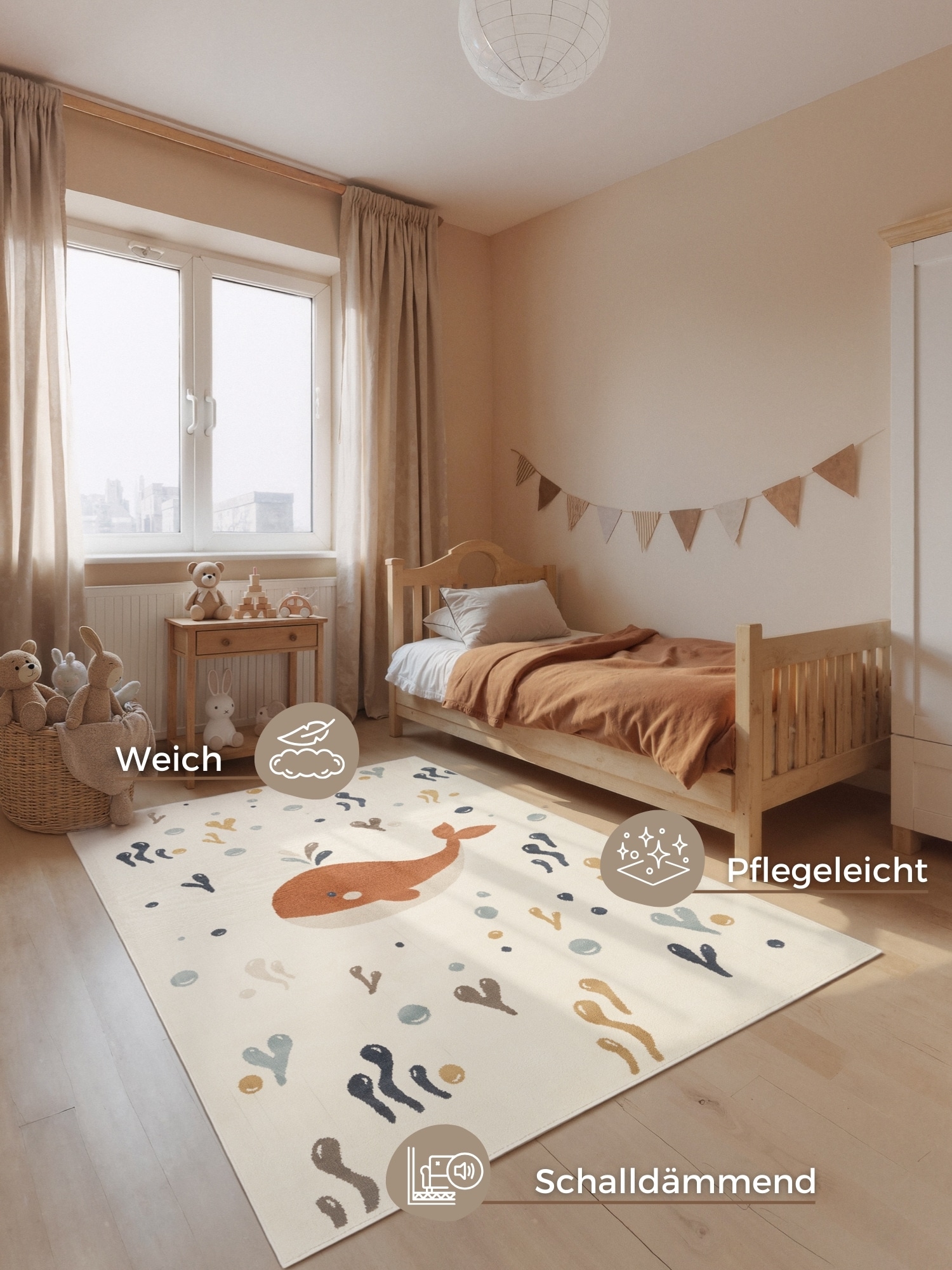 HANSE Home Kinderteppich »Moby« rechteckig 10 mm Höhe Pflegeleicht, Weich, Kinderzimmer, Spielteppich, Spielunterlage