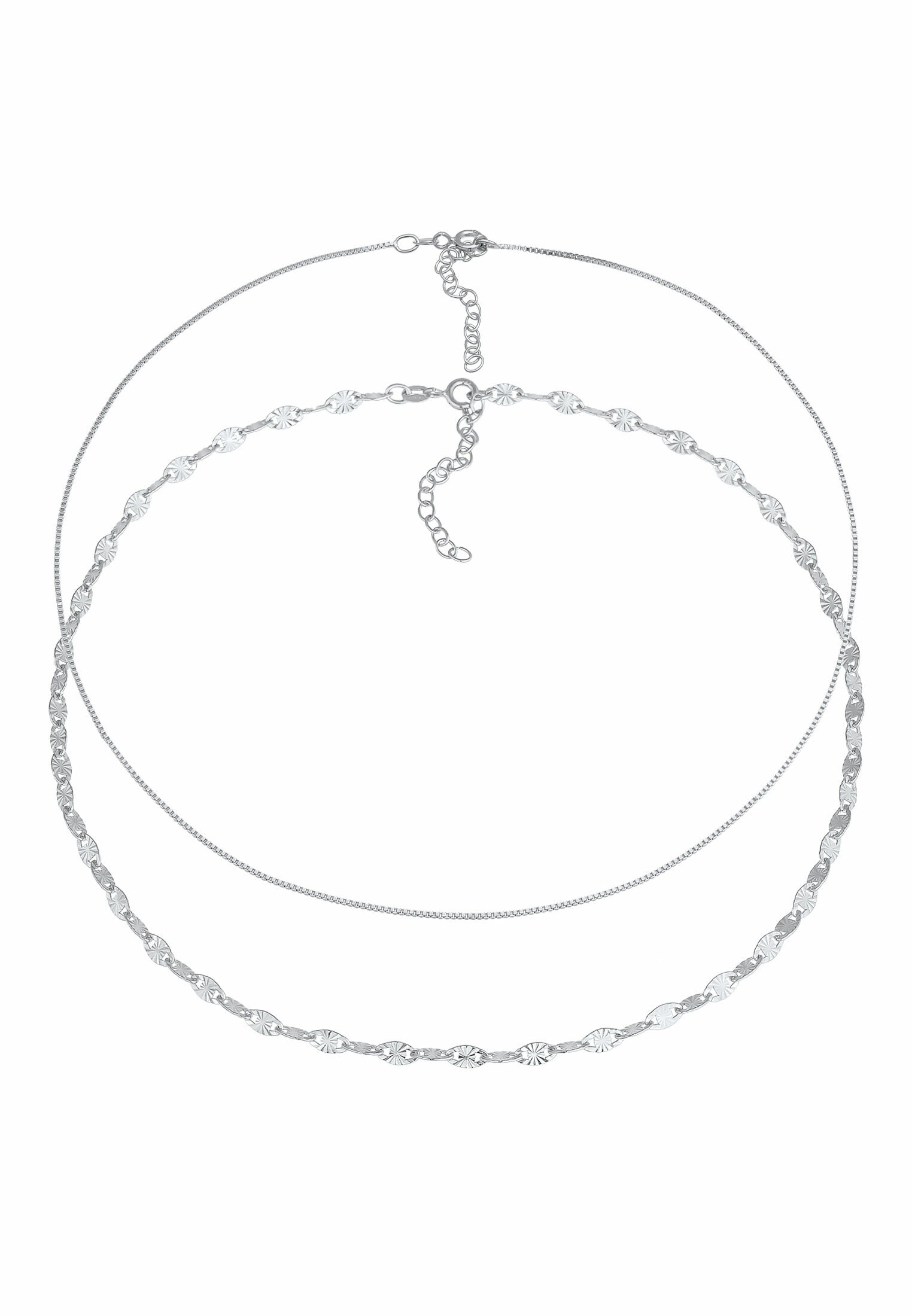 Elli Ketten-Set »Halskette Choker Venezianer Plättchen 2er Set 925 Silber«