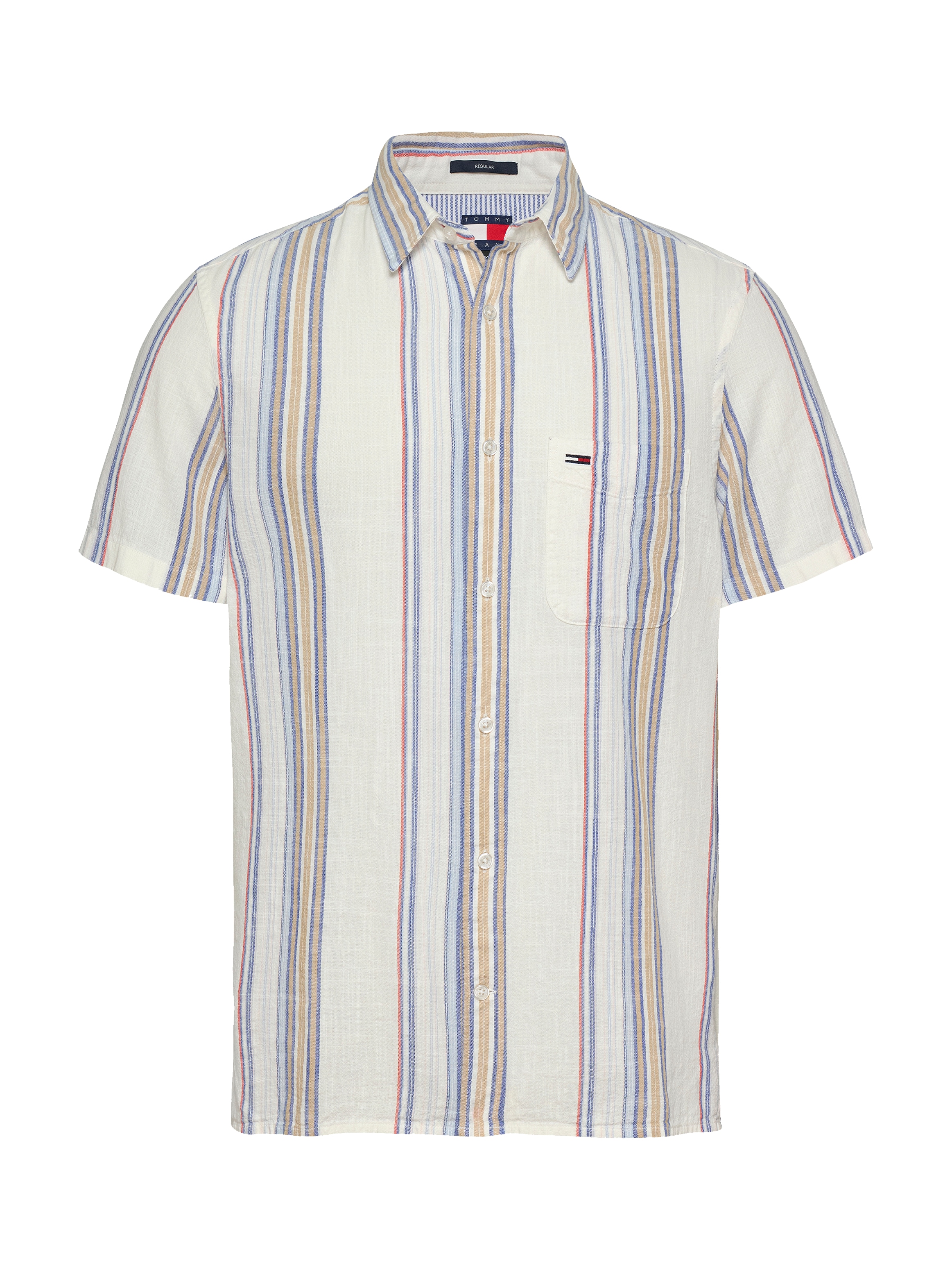 Tommy Jeans Kurzarmhemd »TJM REG SLUB STRIPE SS SHIRT EXT«, modische mehrfarbig gestreift