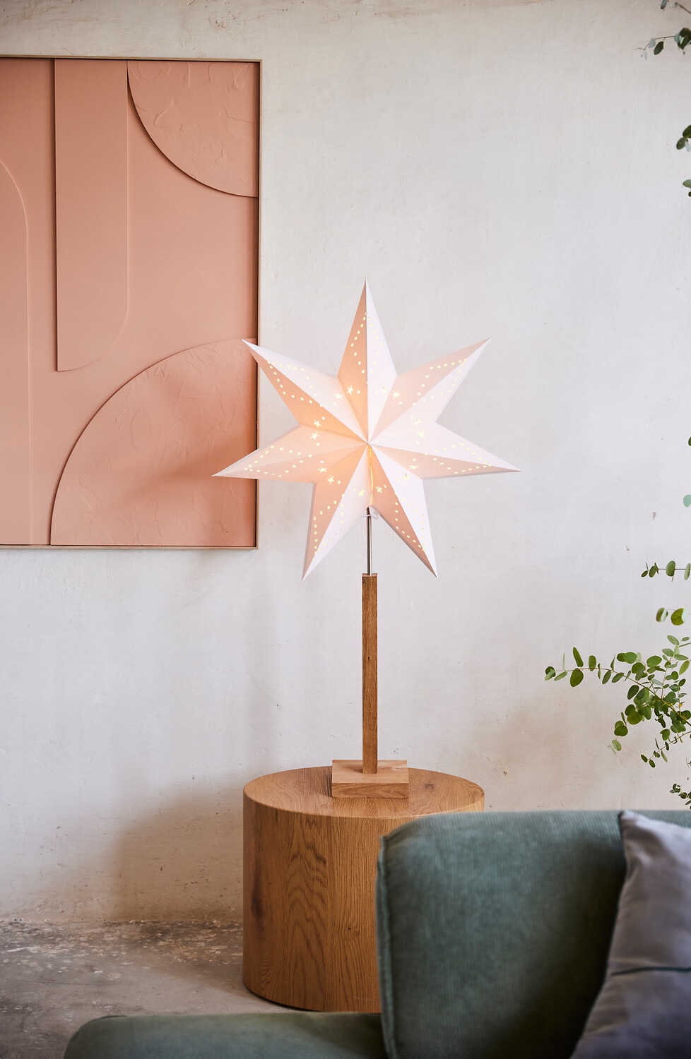 Parforce Traditional Hunting LED Stern »KARO, beleuchtet, aus Papier und Holz, Höhe ca. 100 cm, Ø Schirm 60 cm«, 1 flammig, Leuchtmittel E14 | ohne Leuchtmittel, Tischlampe, Weihnachtsstern, Deko-Stern, 7-zackig, Weihnachtsdeko
